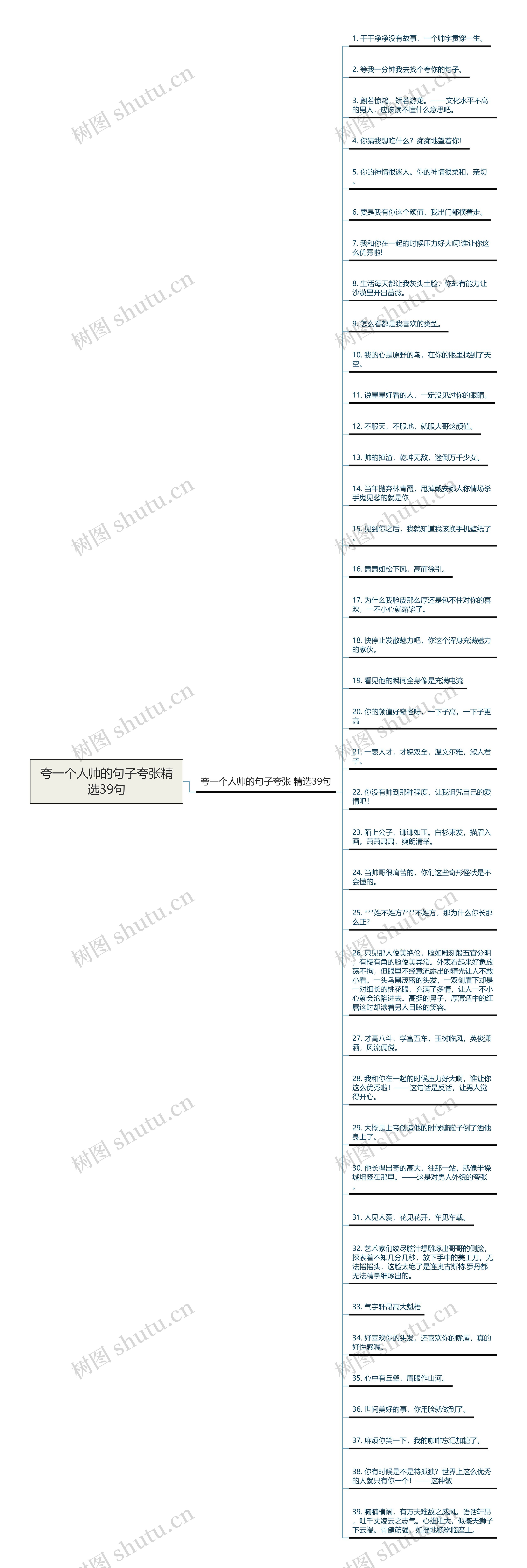 夸一个人帅的句子夸张精选39句思维导图