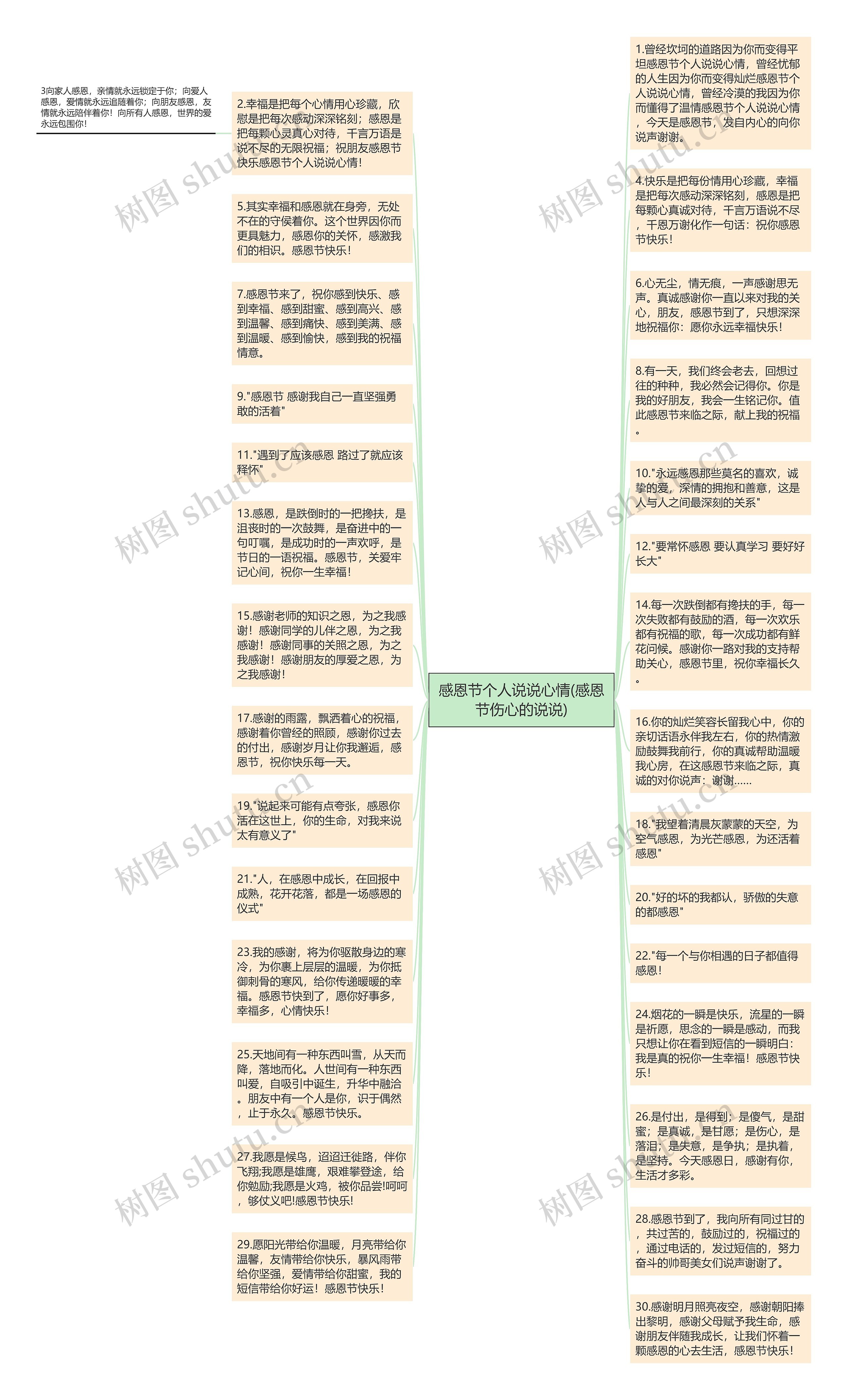 感恩节个人说说心情(感恩节伤心的说说)思维导图