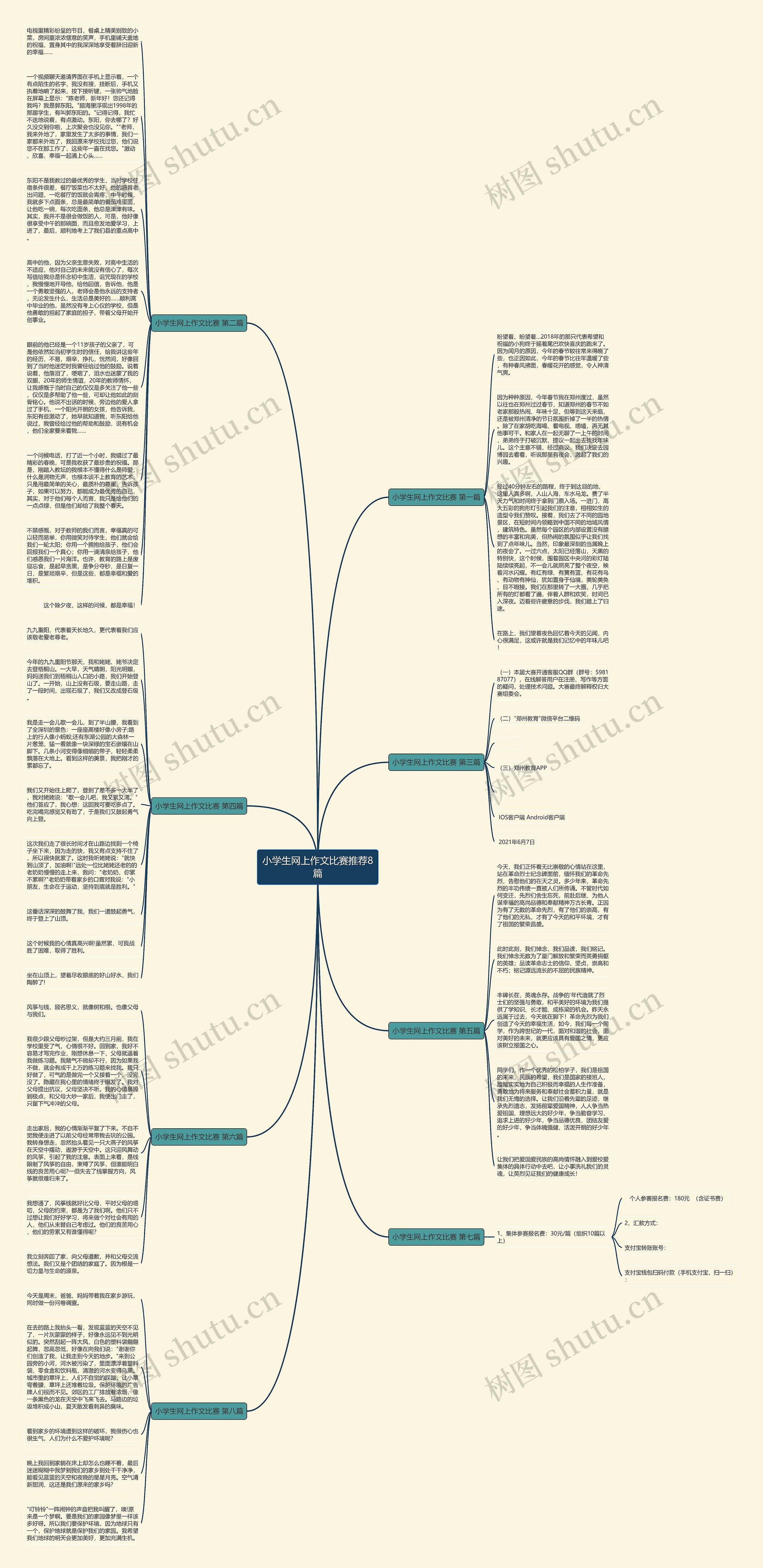 小学生网上作文比赛推荐8篇思维导图