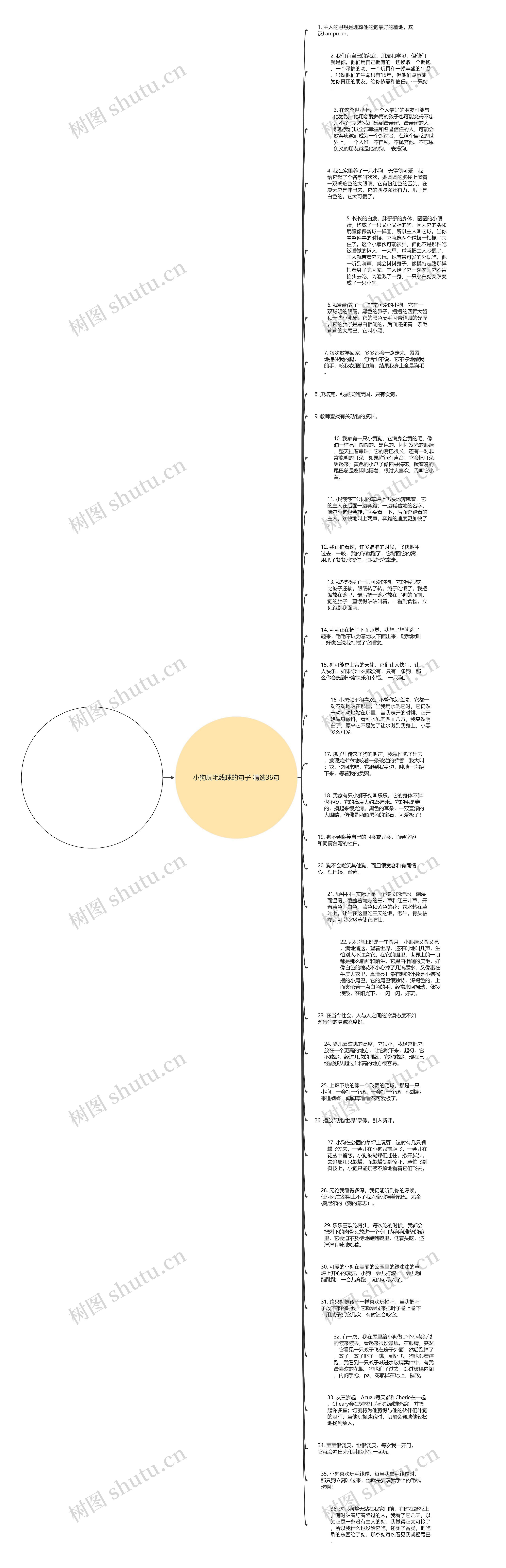 小狗玩毛线球的句子精选36句思维导图