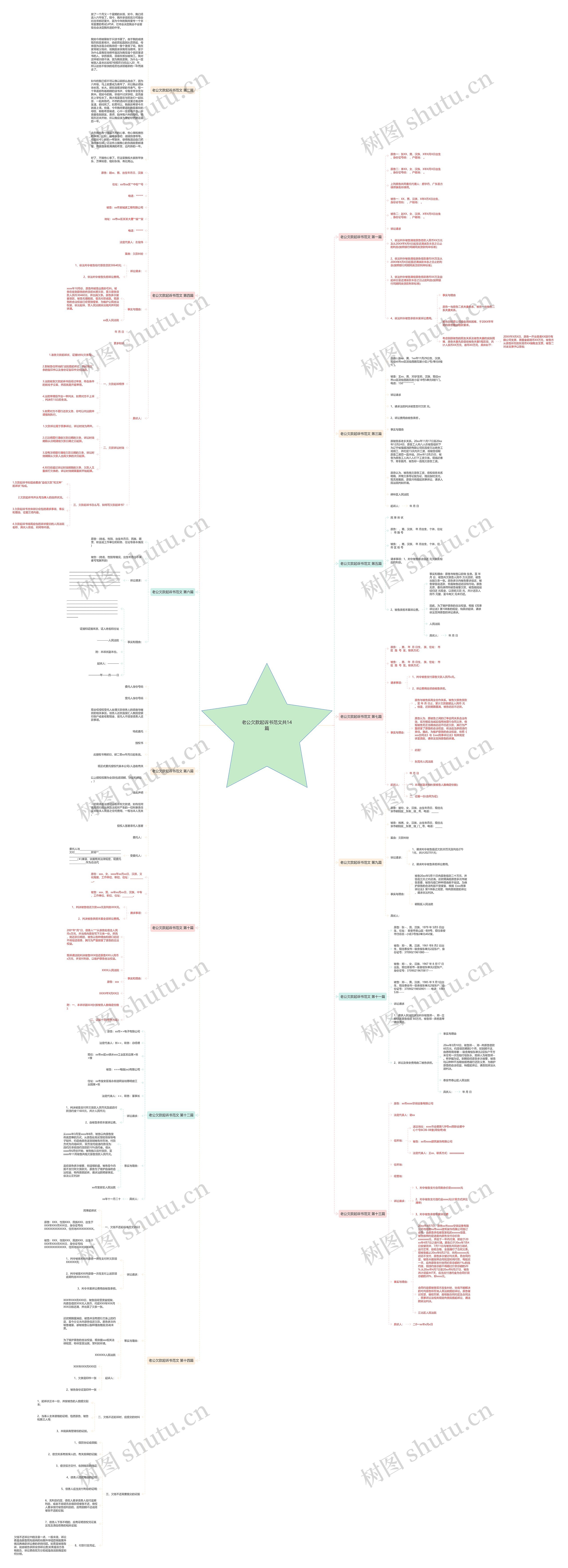 老公欠款起诉书范文共14篇思维导图