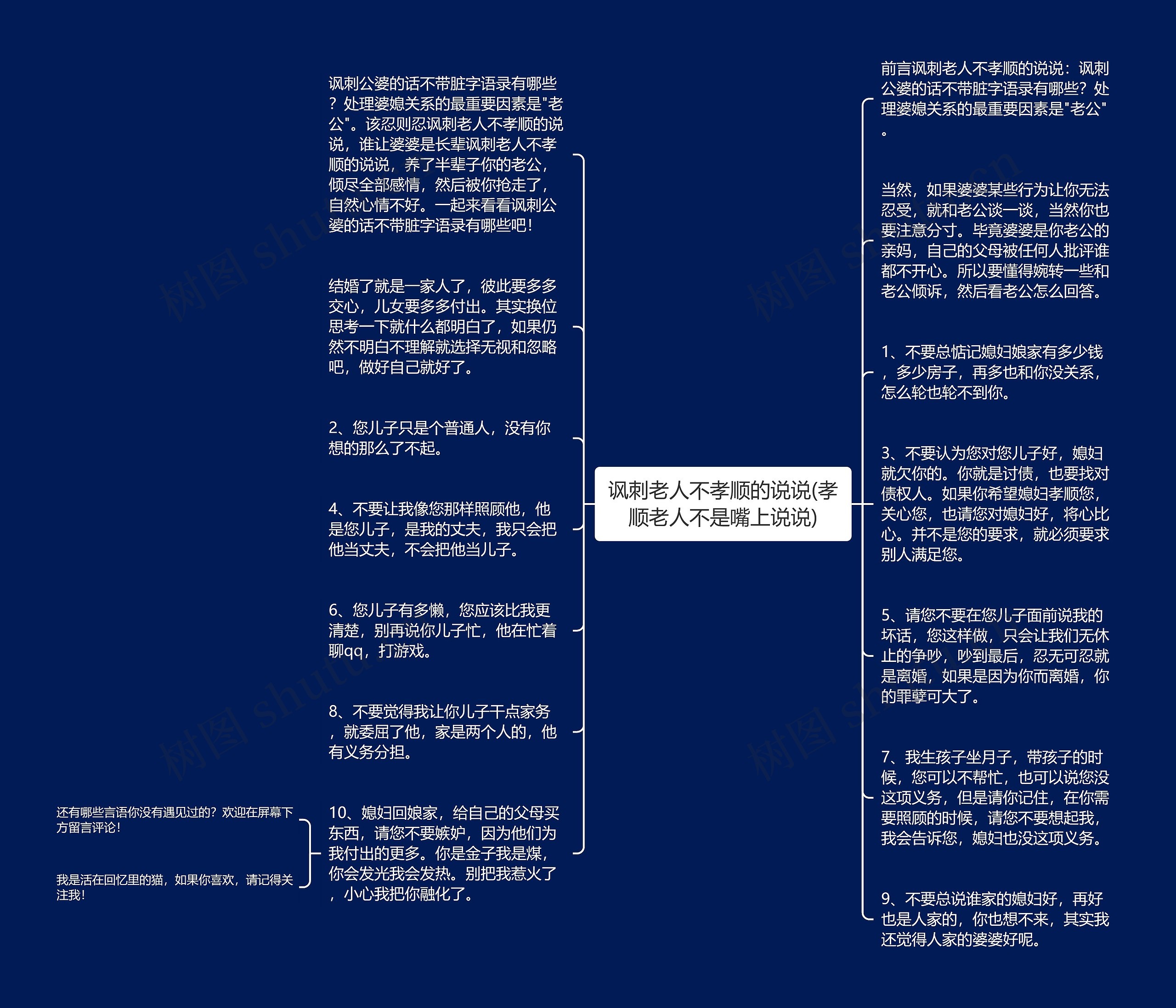 讽刺老人不孝顺的说说(孝顺老人不是嘴上说说)思维导图