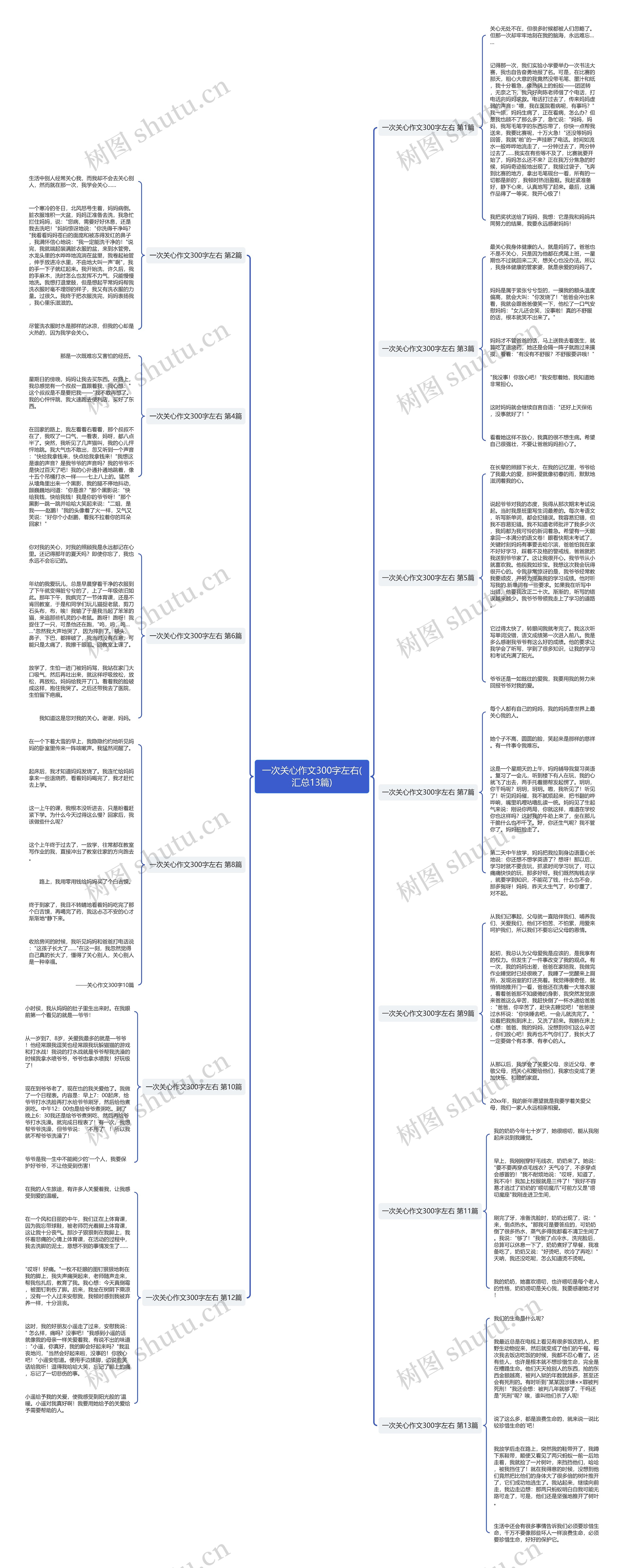 一次关心作文300字左右(汇总13篇)思维导图