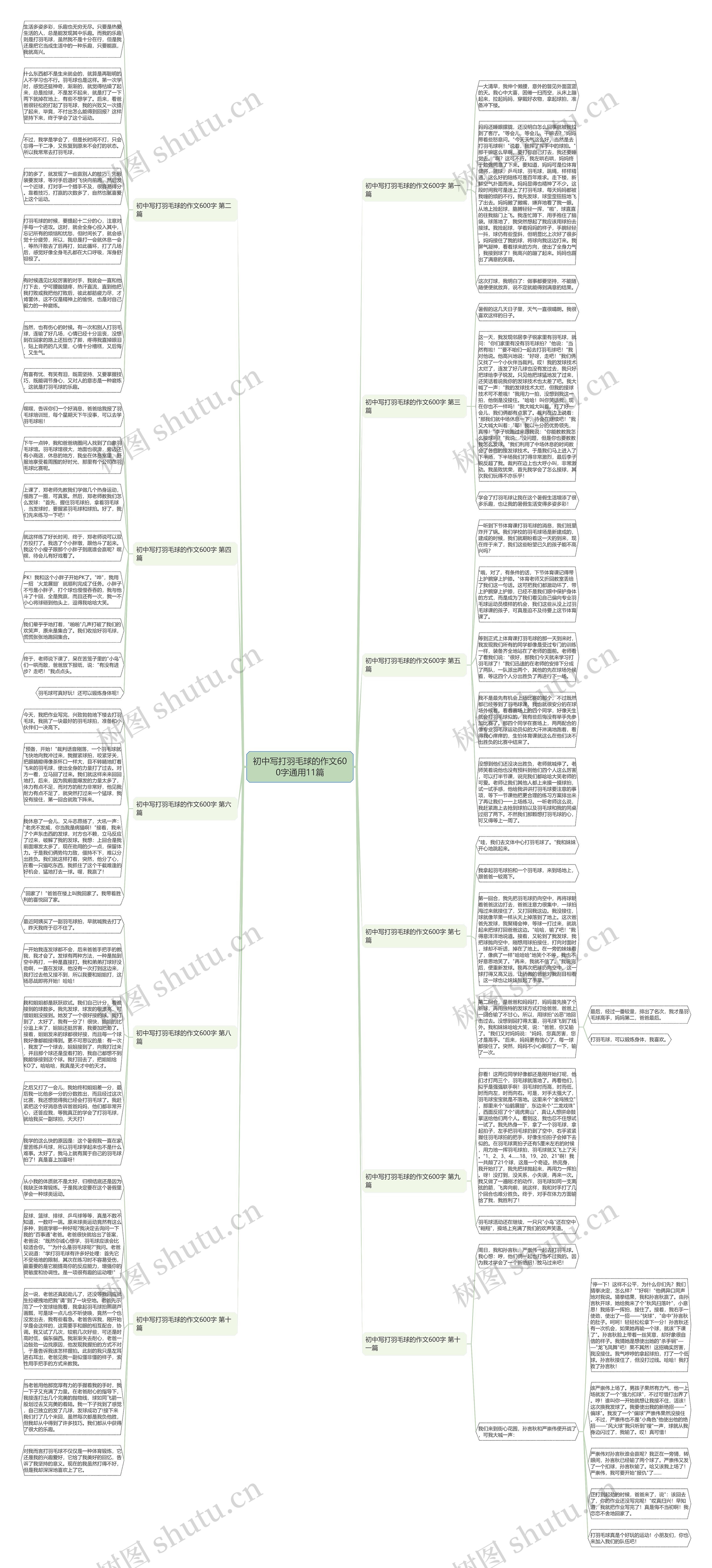 初中写打羽毛球的作文600字通用11篇思维导图