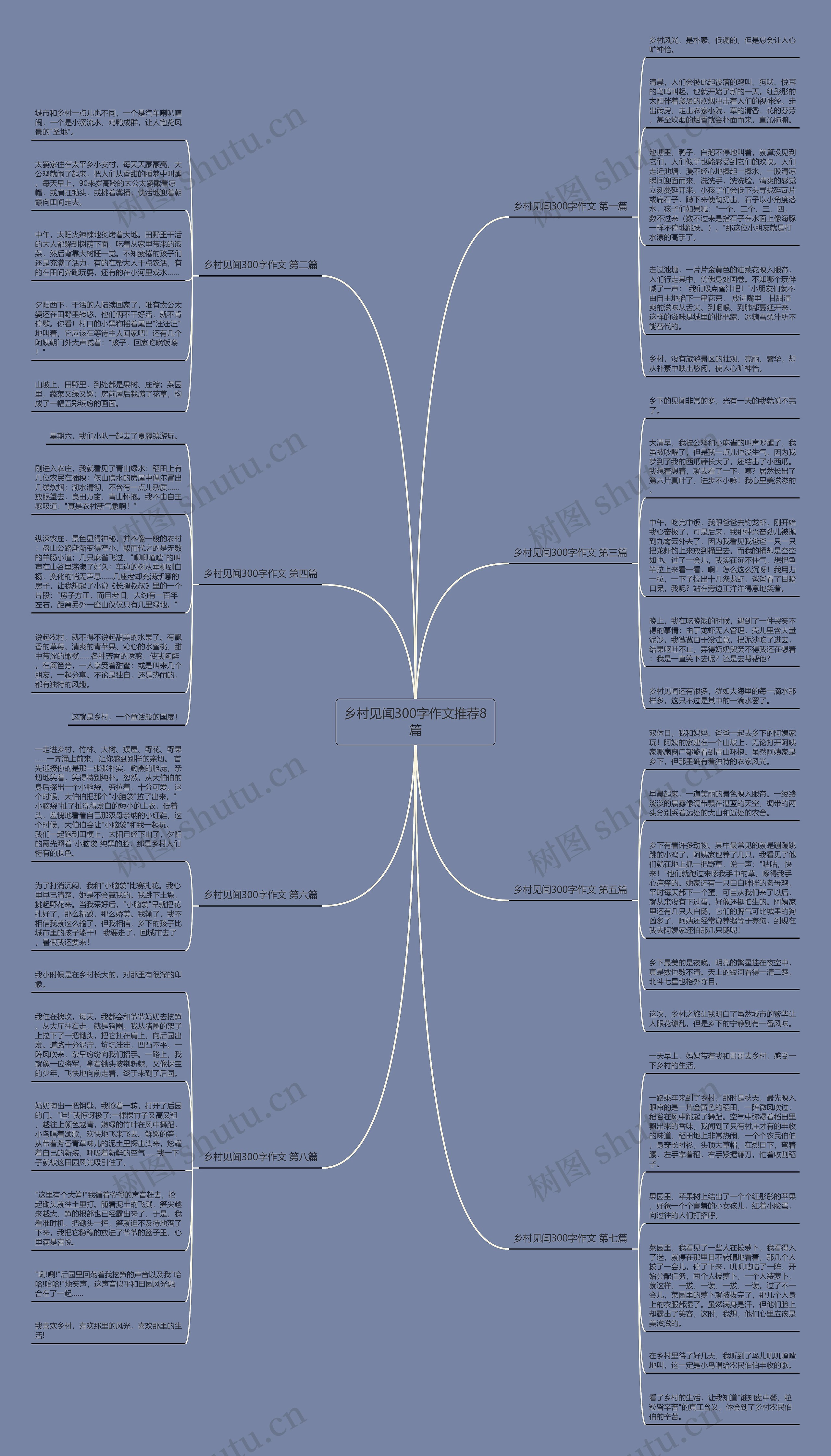 乡村见闻300字作文推荐8篇思维导图