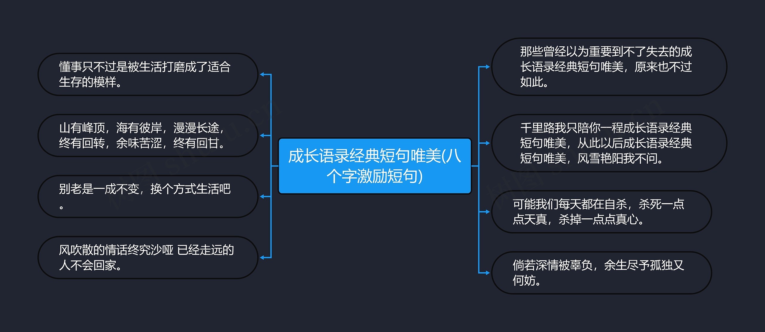 成长语录经典短句唯美(八个字激励短句)思维导图