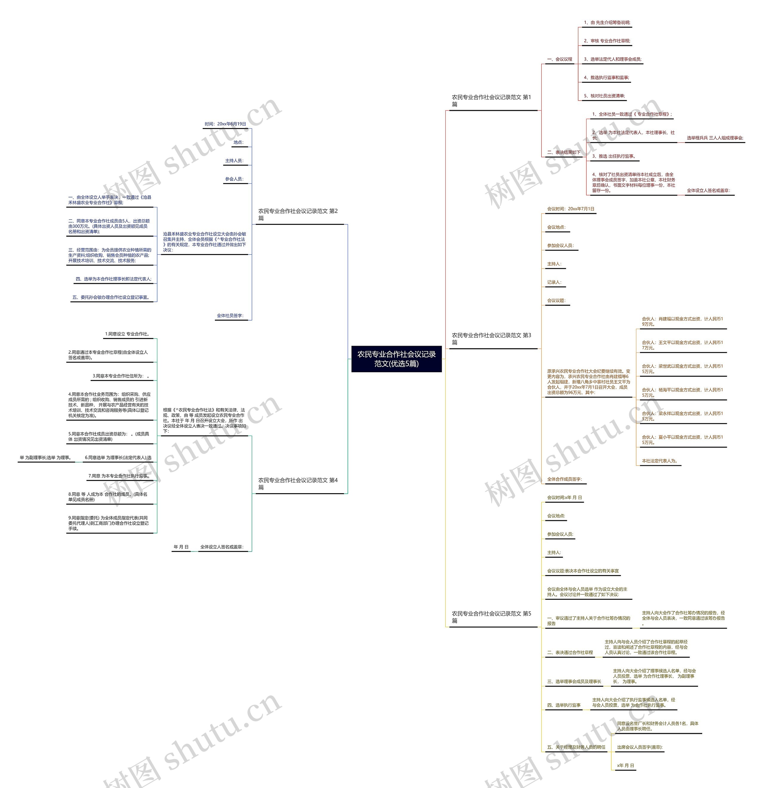 农民专业合作社会议记录范文(优选5篇)思维导图