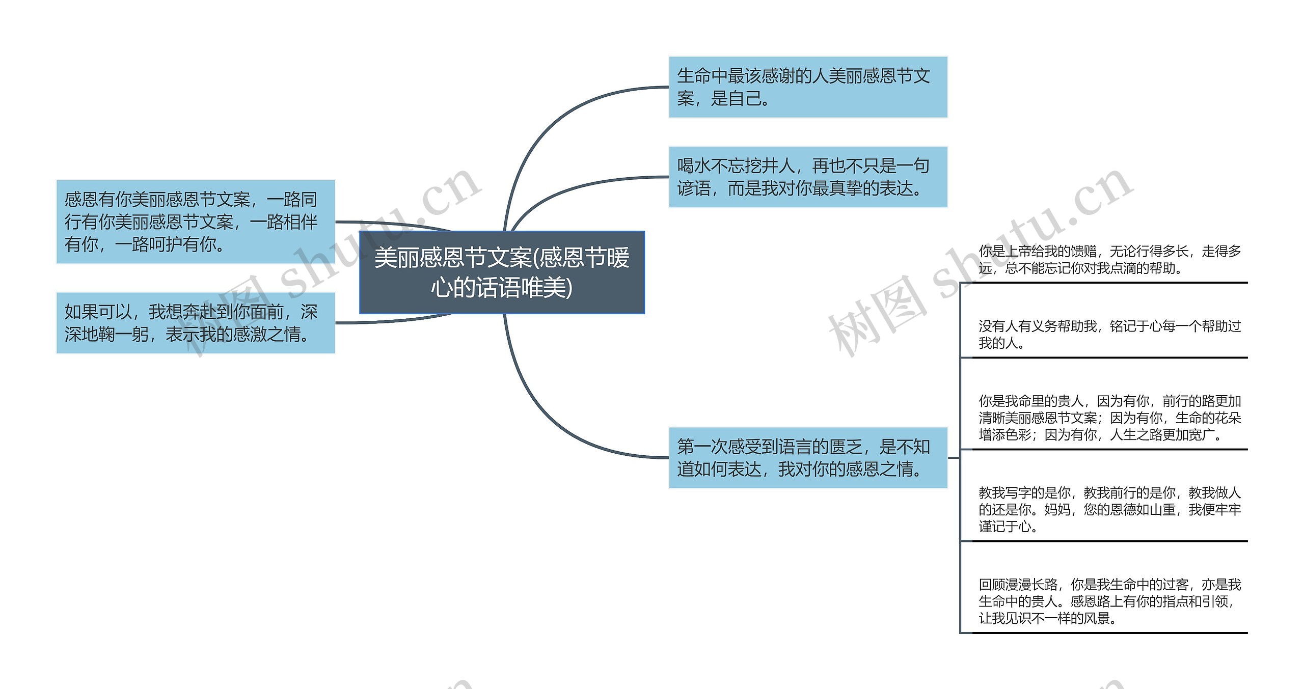 美丽感恩节文案(感恩节暖心的话语唯美)思维导图