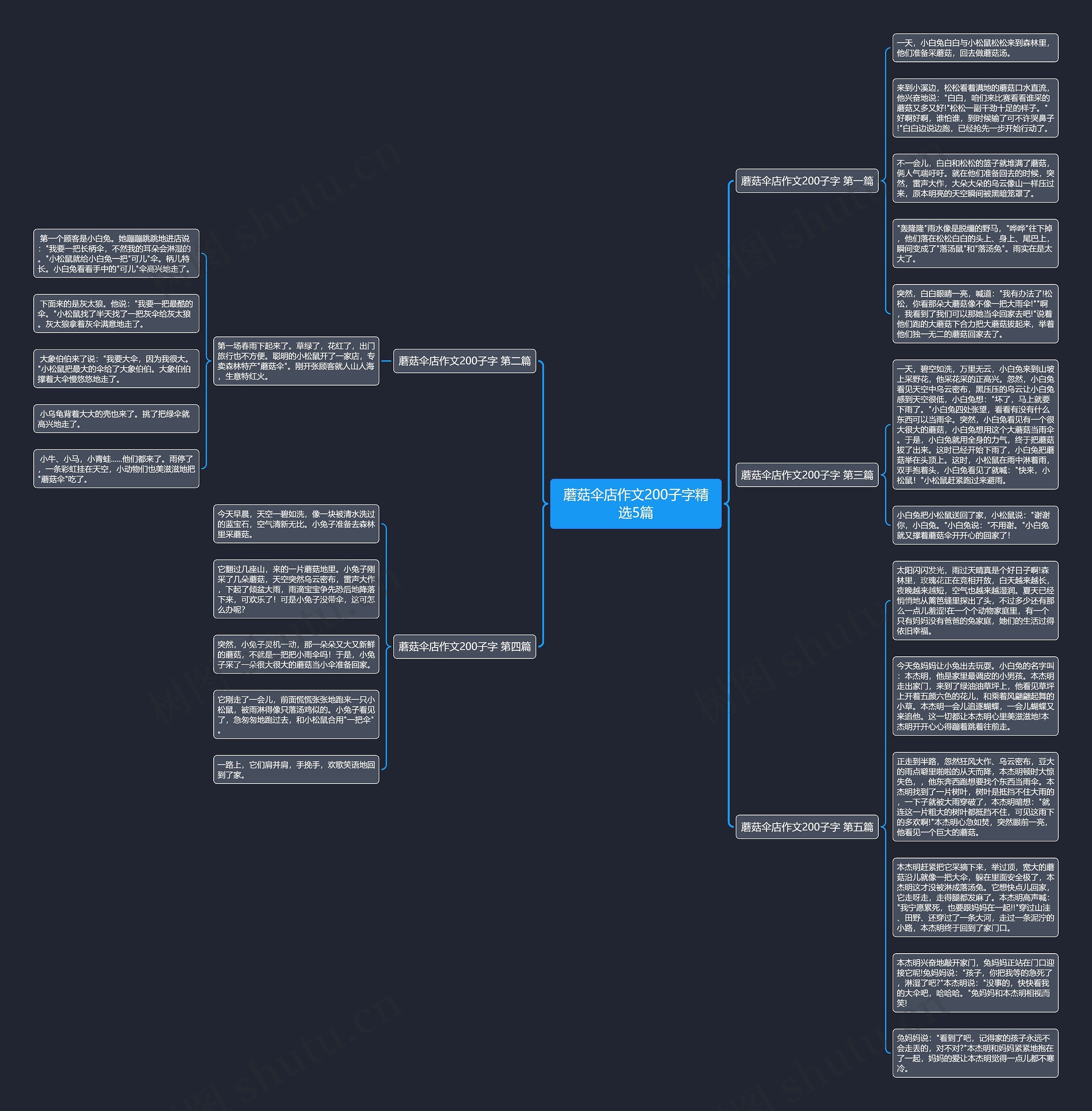 蘑菇伞店作文200子字精选5篇思维导图