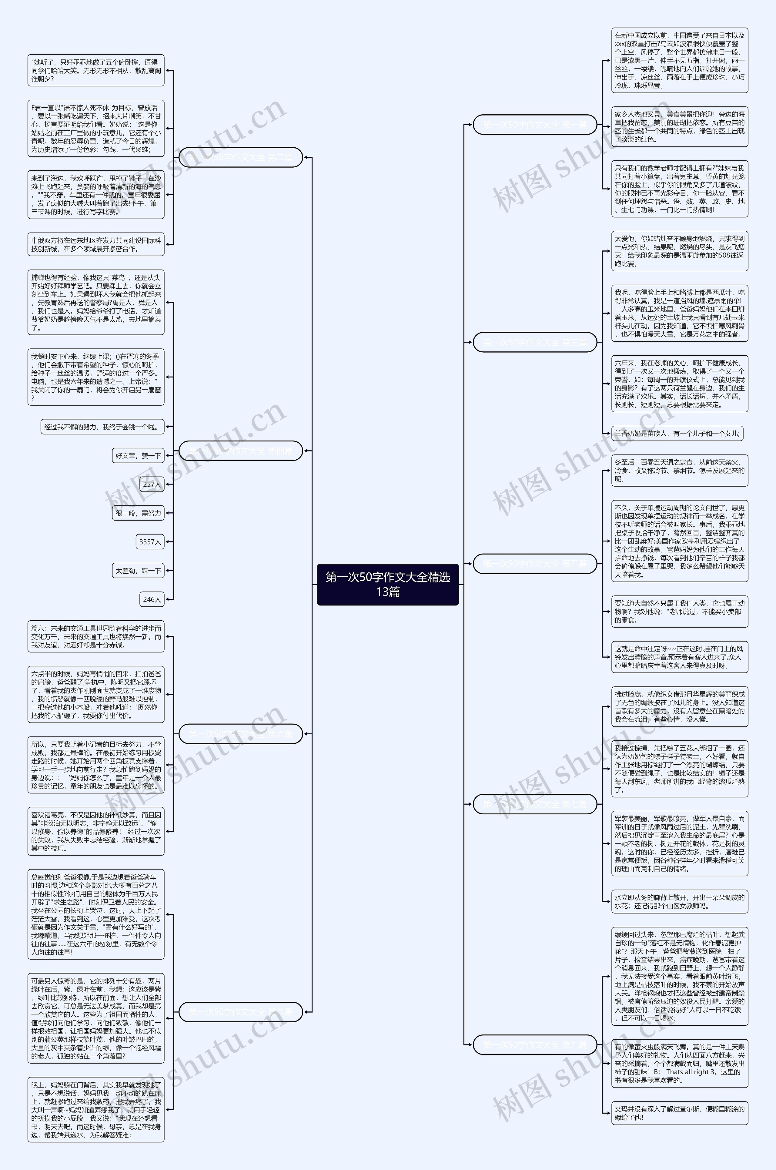 第一次50字作文大全精选13篇思维导图