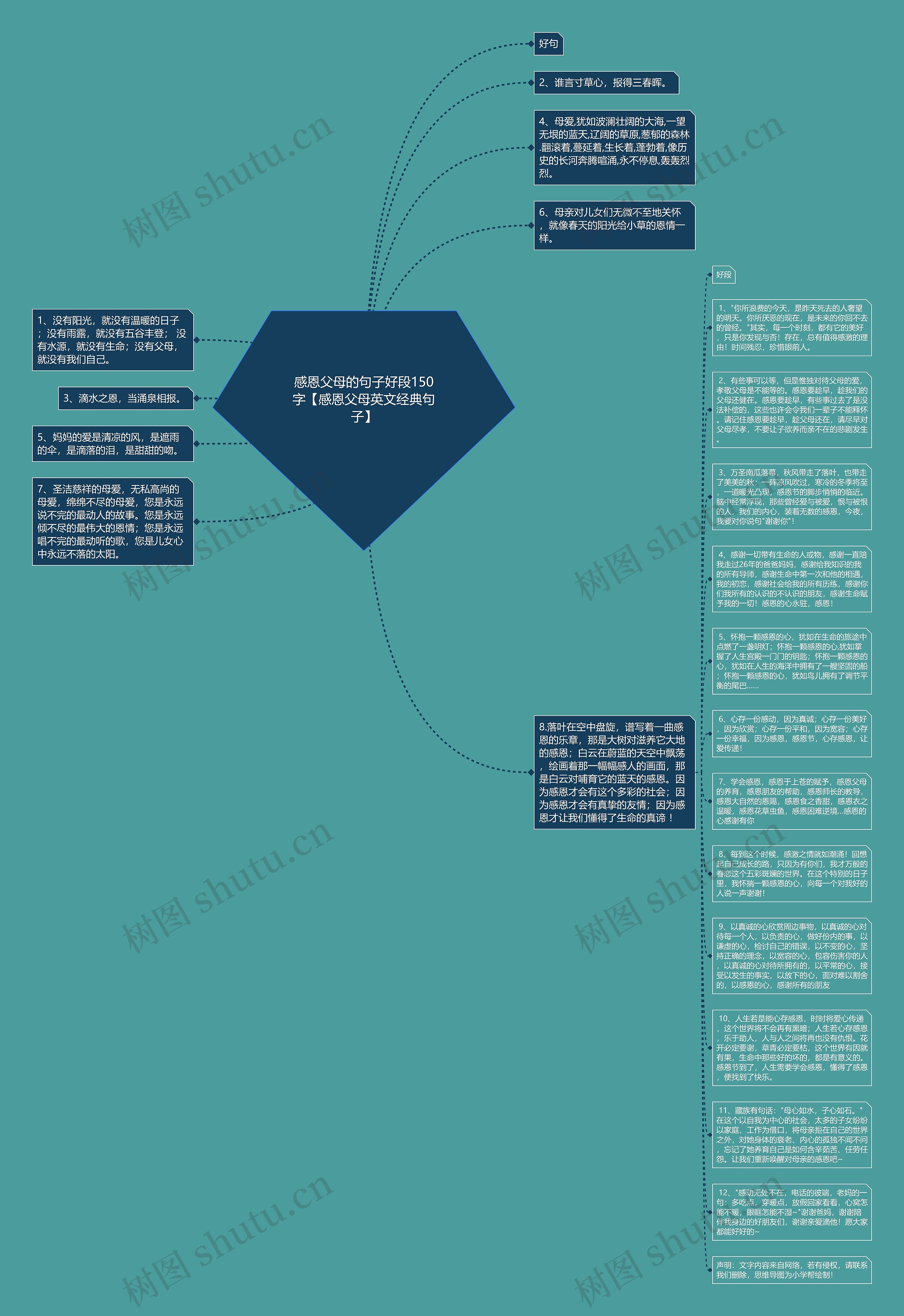 感恩父母的句子好段150字【感恩父母英文经典句子】思维导图
