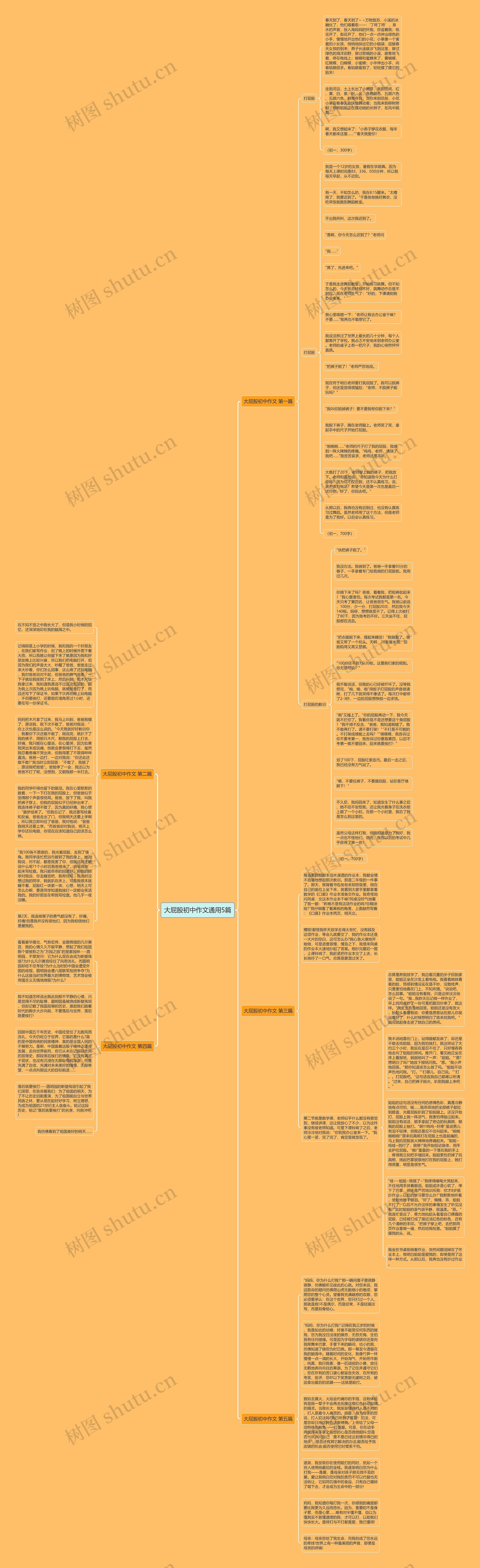大屁股初中作文通用5篇思维导图