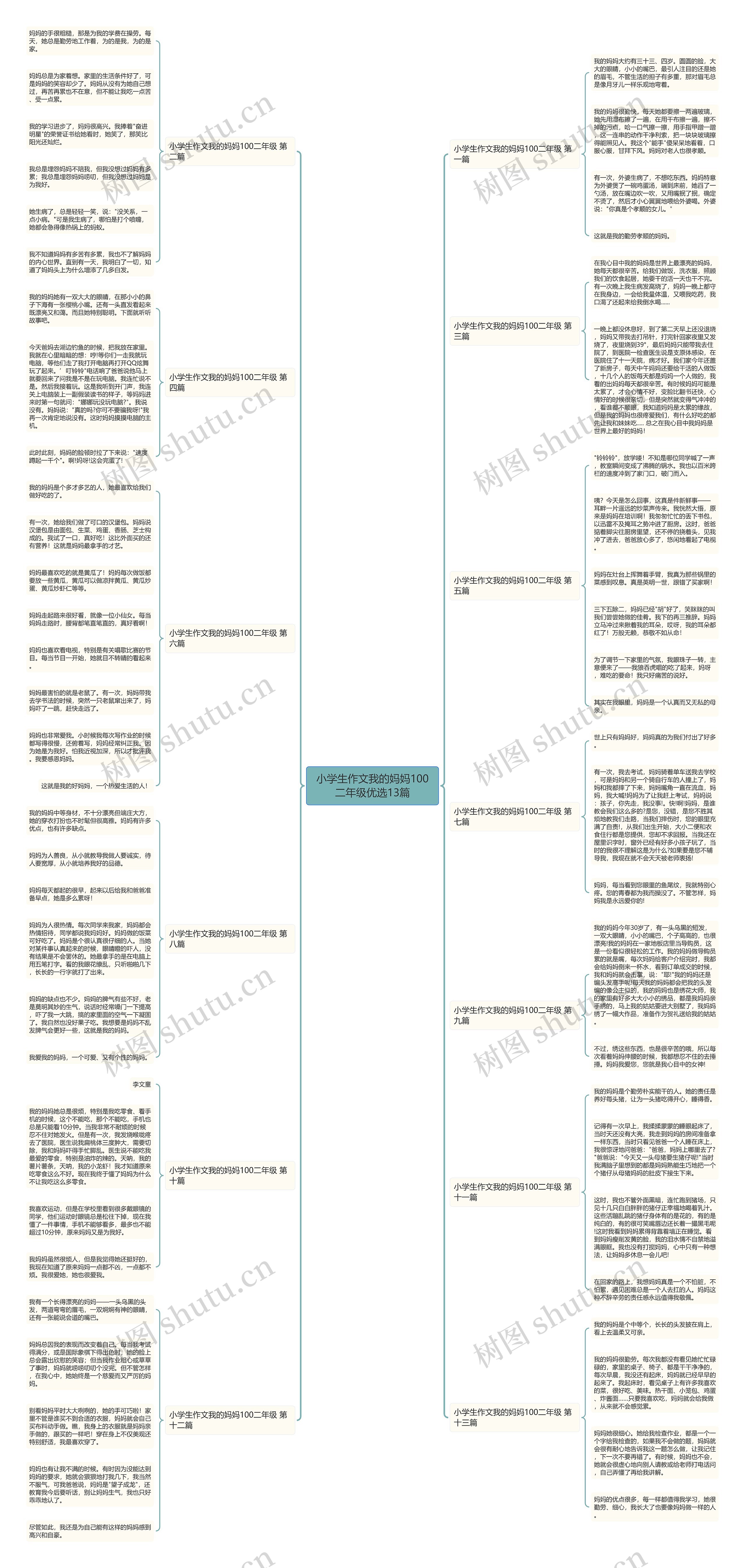 小学生作文我的妈妈100二年级优选13篇思维导图