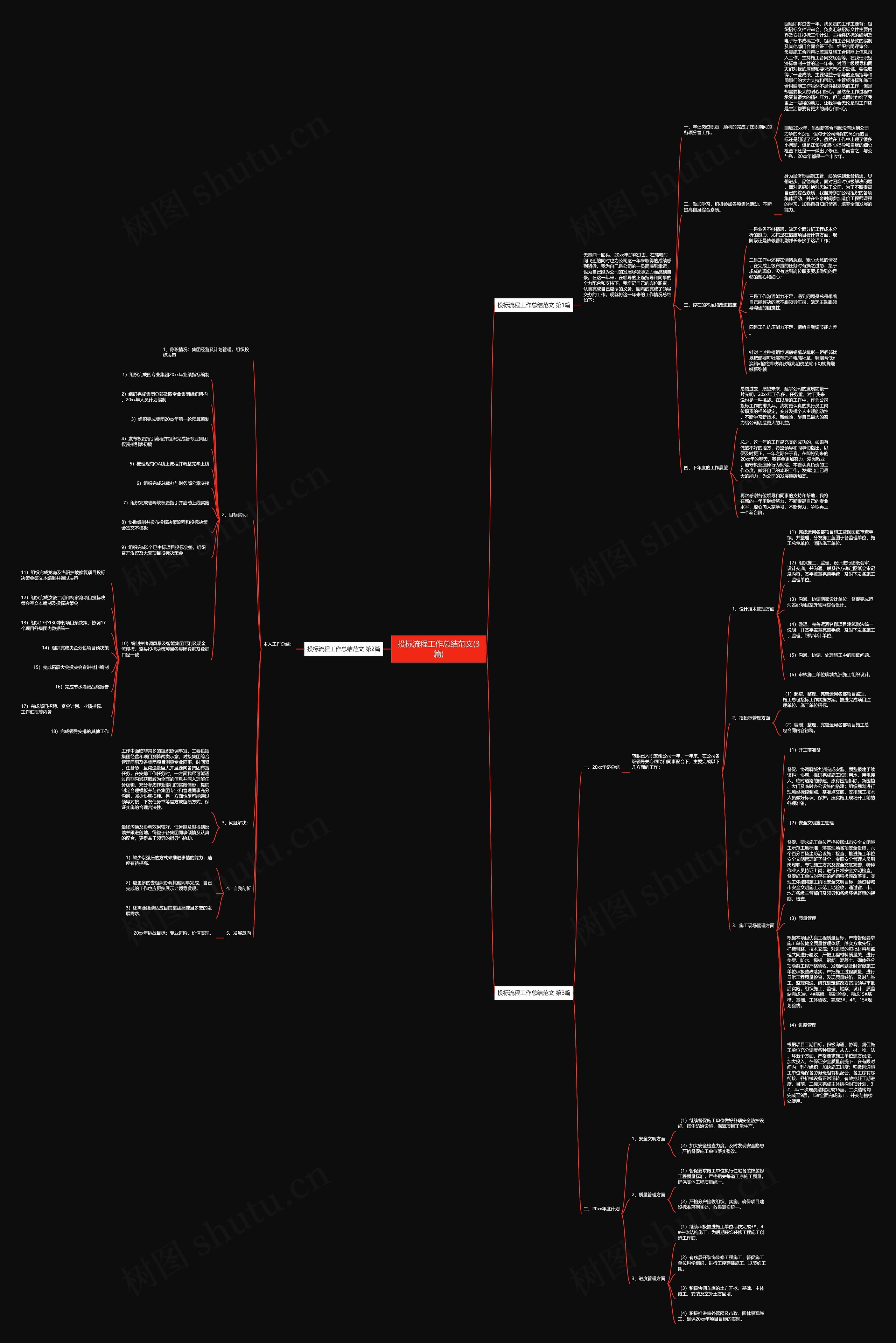 投标流程工作总结范文(3篇)思维导图