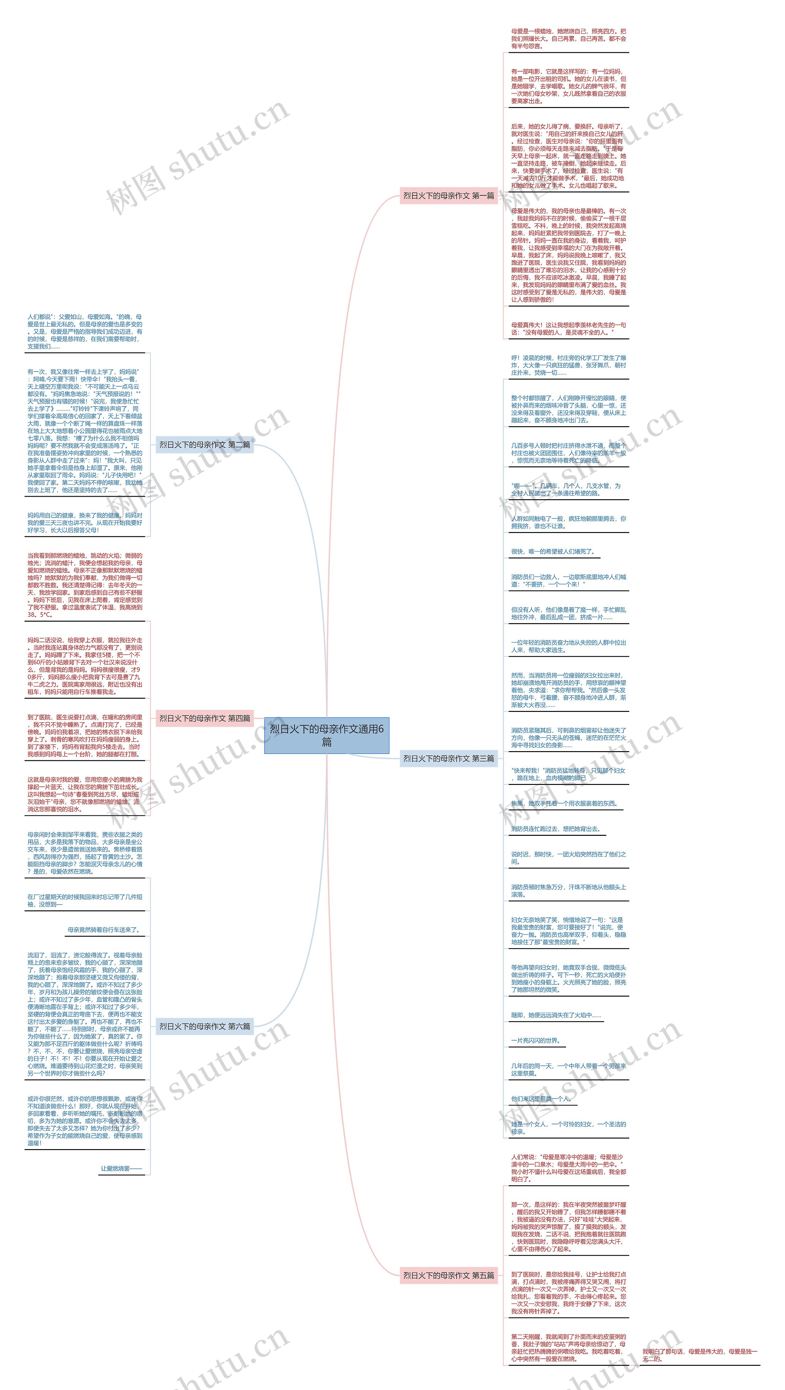 烈日火下的母亲作文通用6篇思维导图