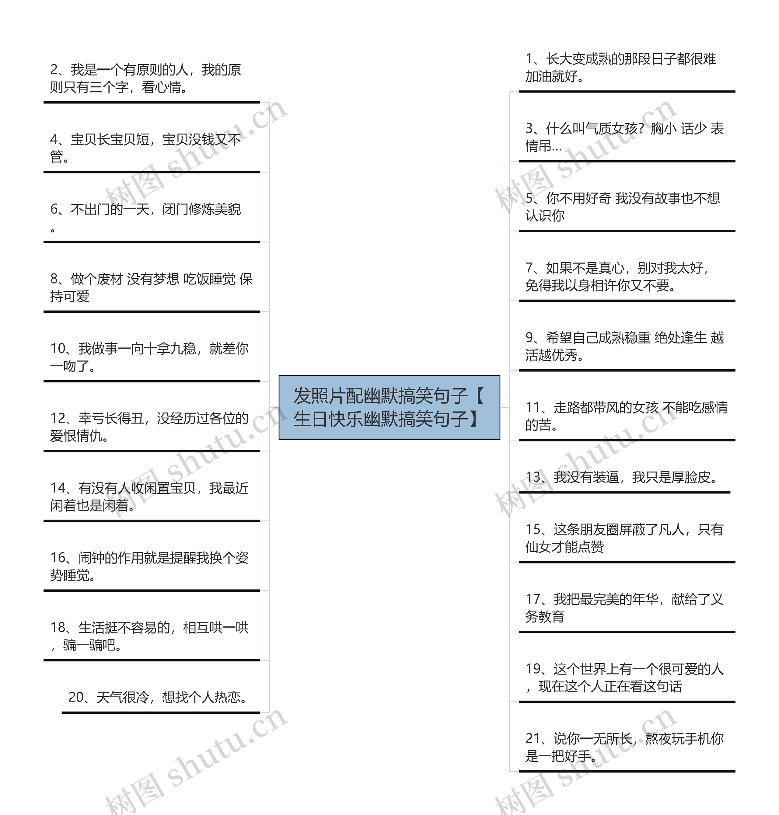 发照片配幽默搞笑句子【生日快乐幽默搞笑句子】思维导图