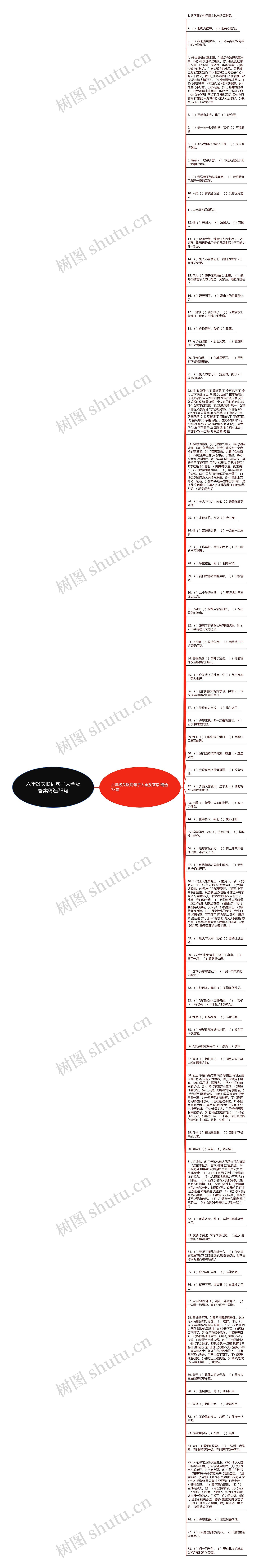 六年级关联词句子大全及答案精选78句思维导图