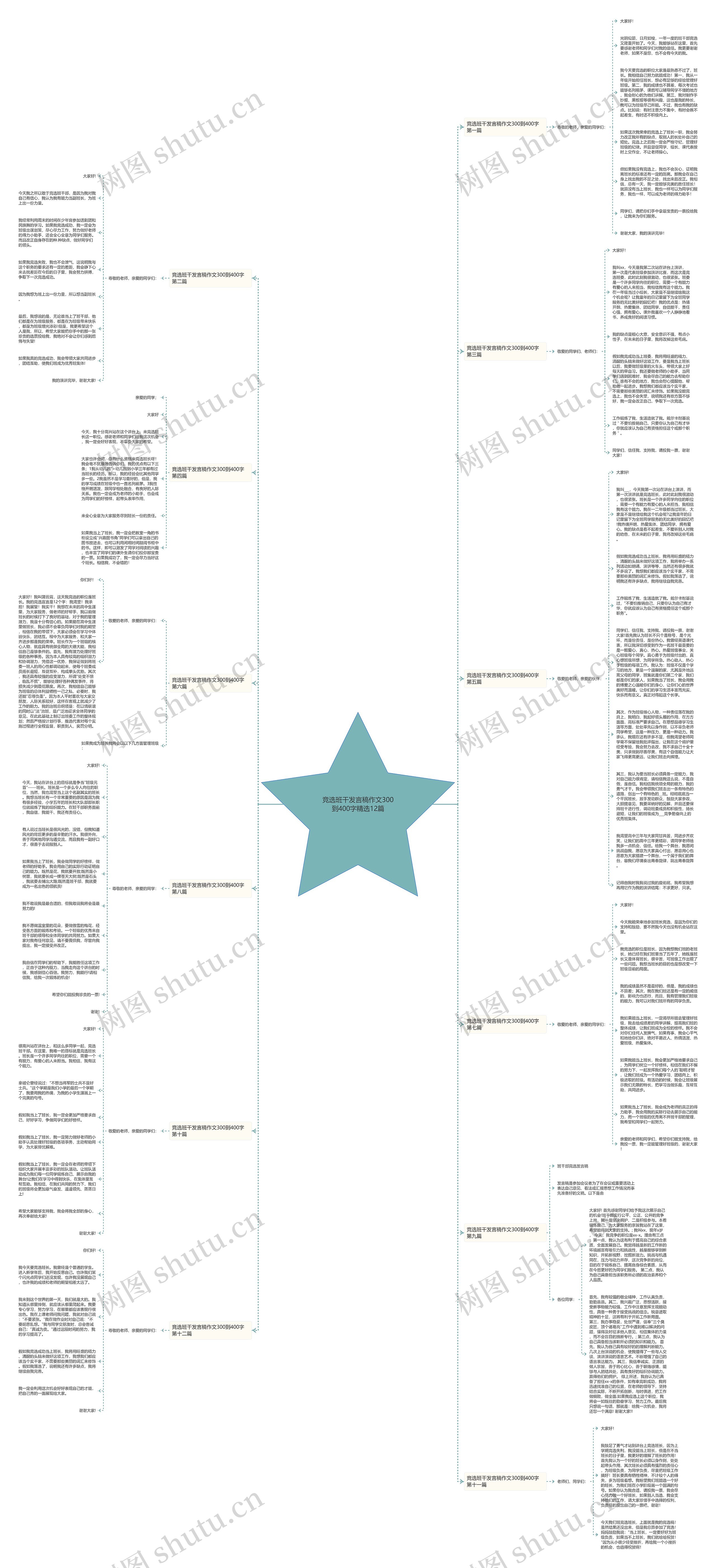竞选班干发言稿作文300到400字精选12篇思维导图