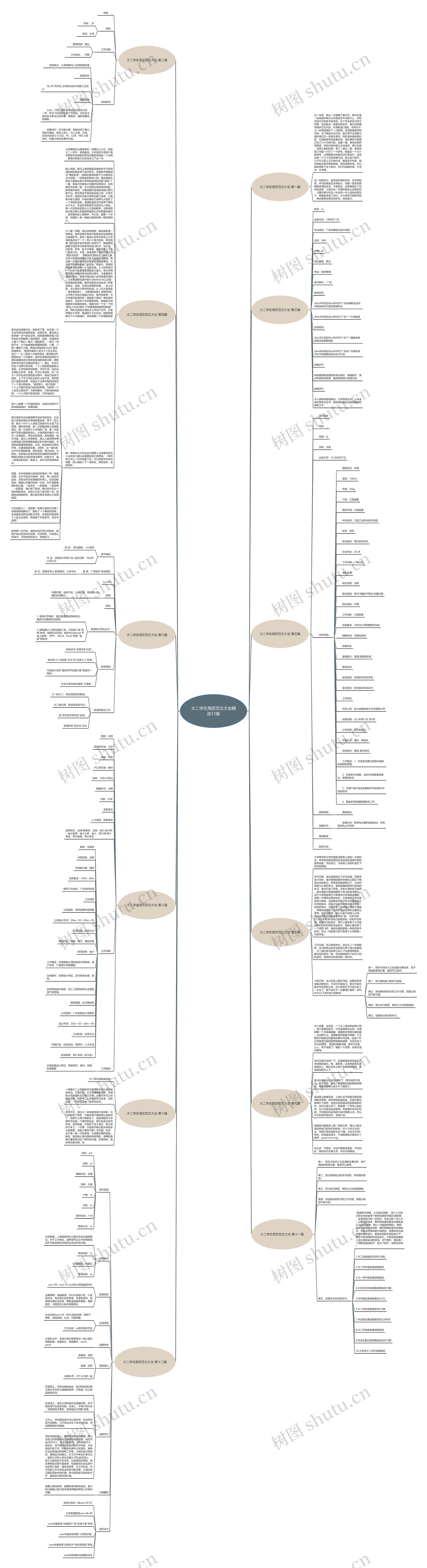 大二学生简历范文大全精选12篇思维导图