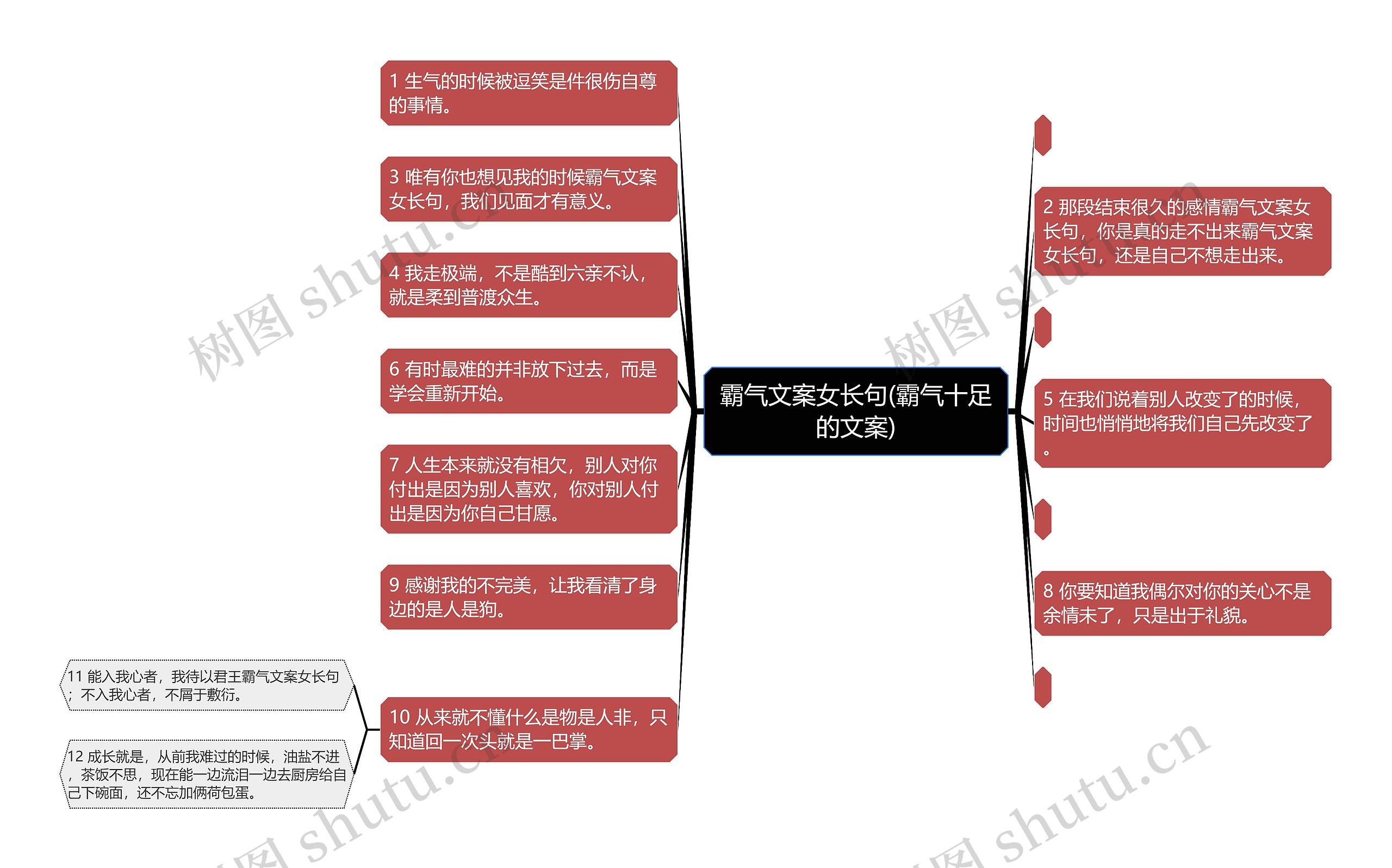 霸气文案女长句(霸气十足的文案)思维导图