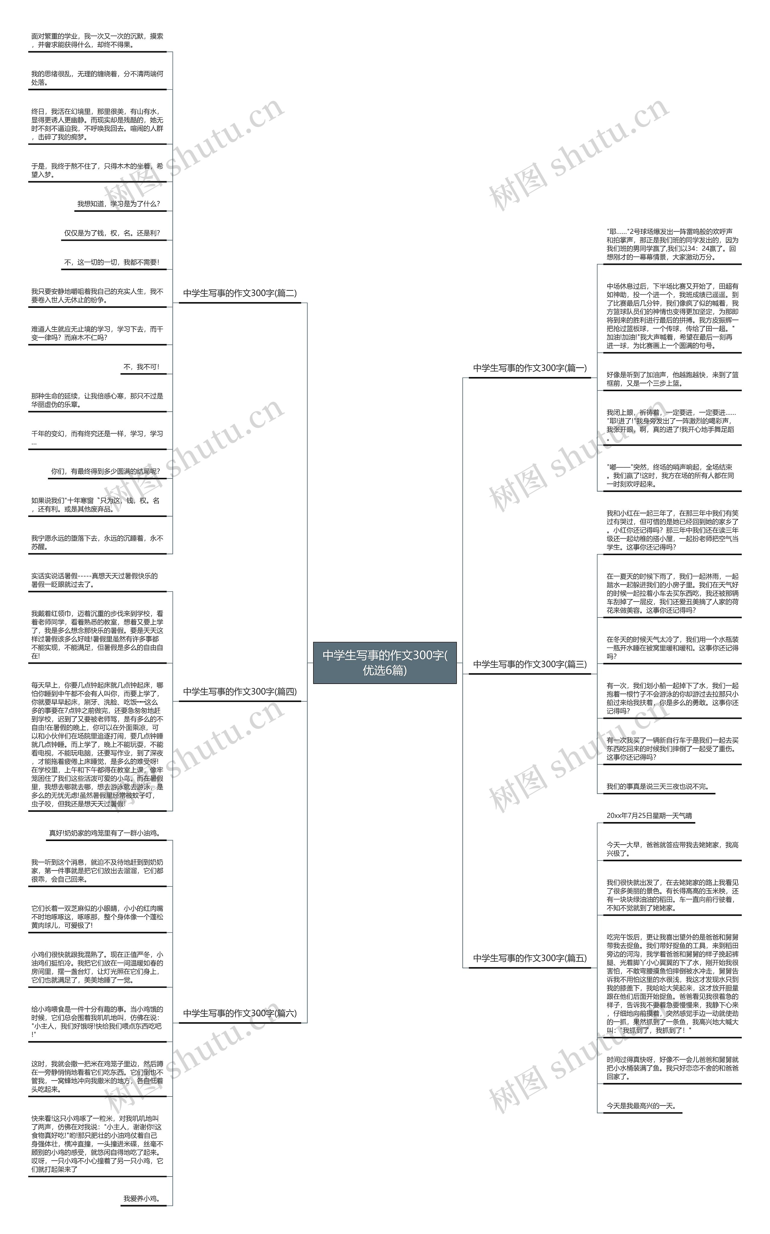 中学生写事的作文300字(优选6篇)思维导图