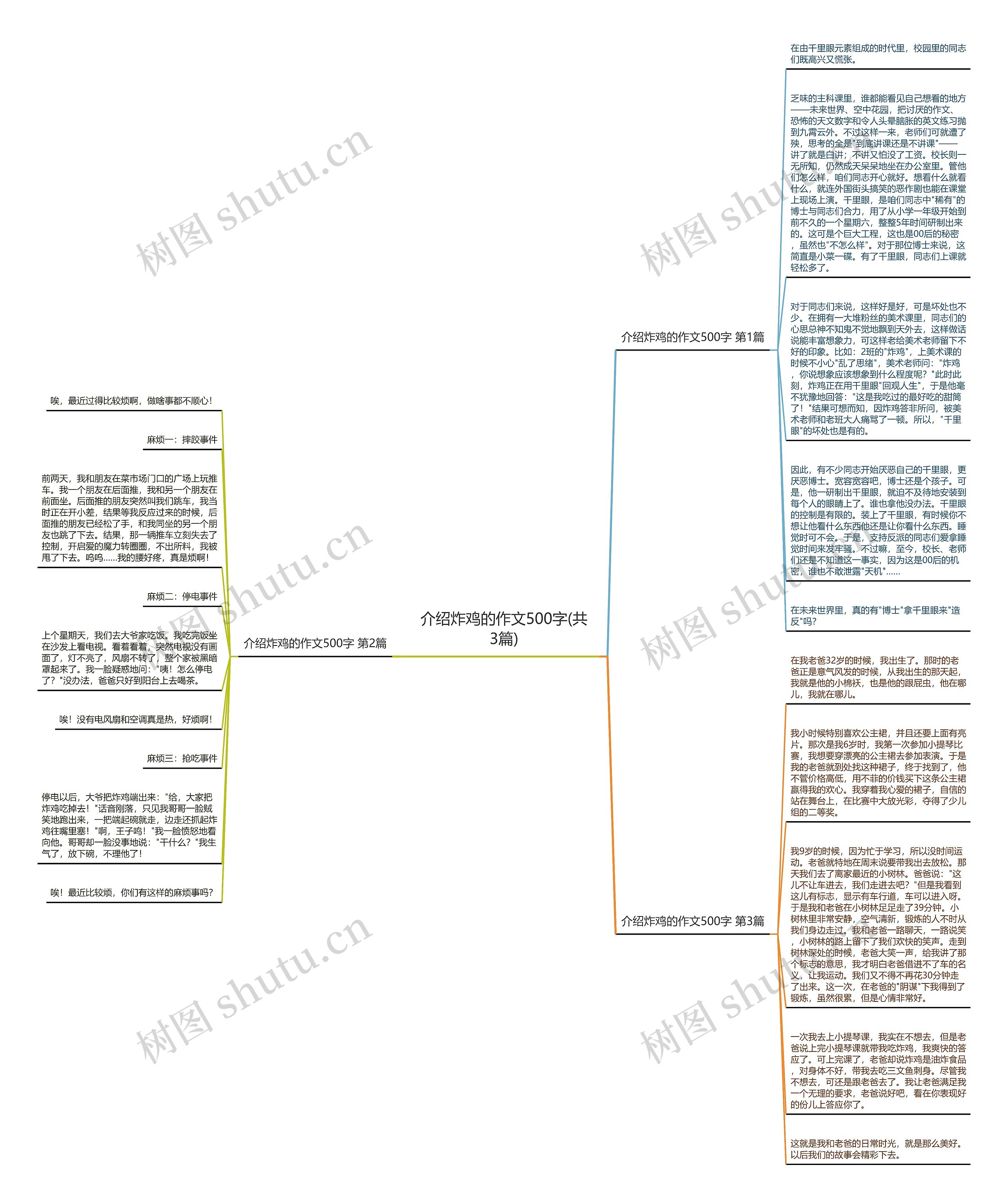 介绍炸鸡的作文500字(共3篇)思维导图