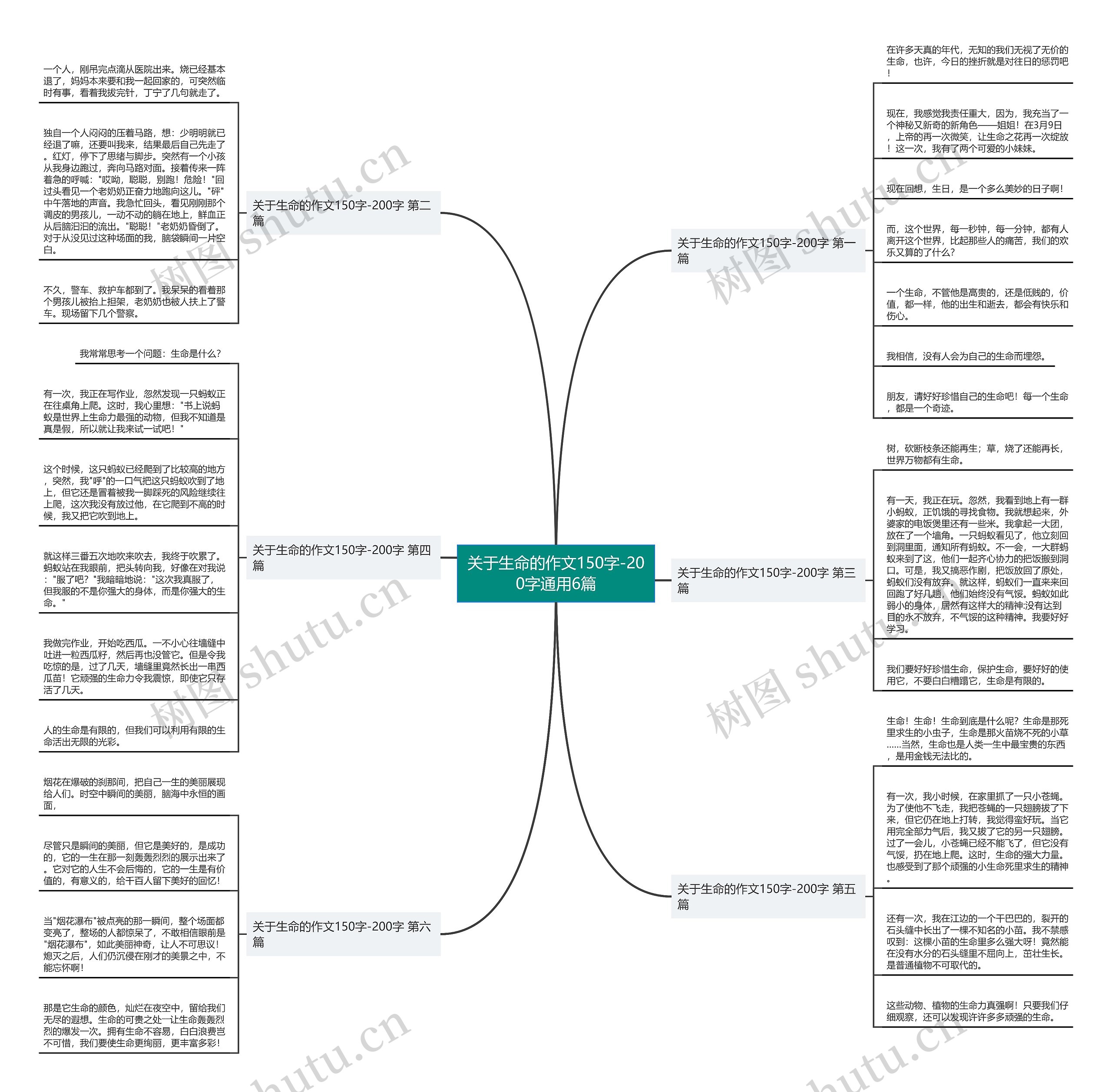 关于生命的作文150字-200字通用6篇思维导图