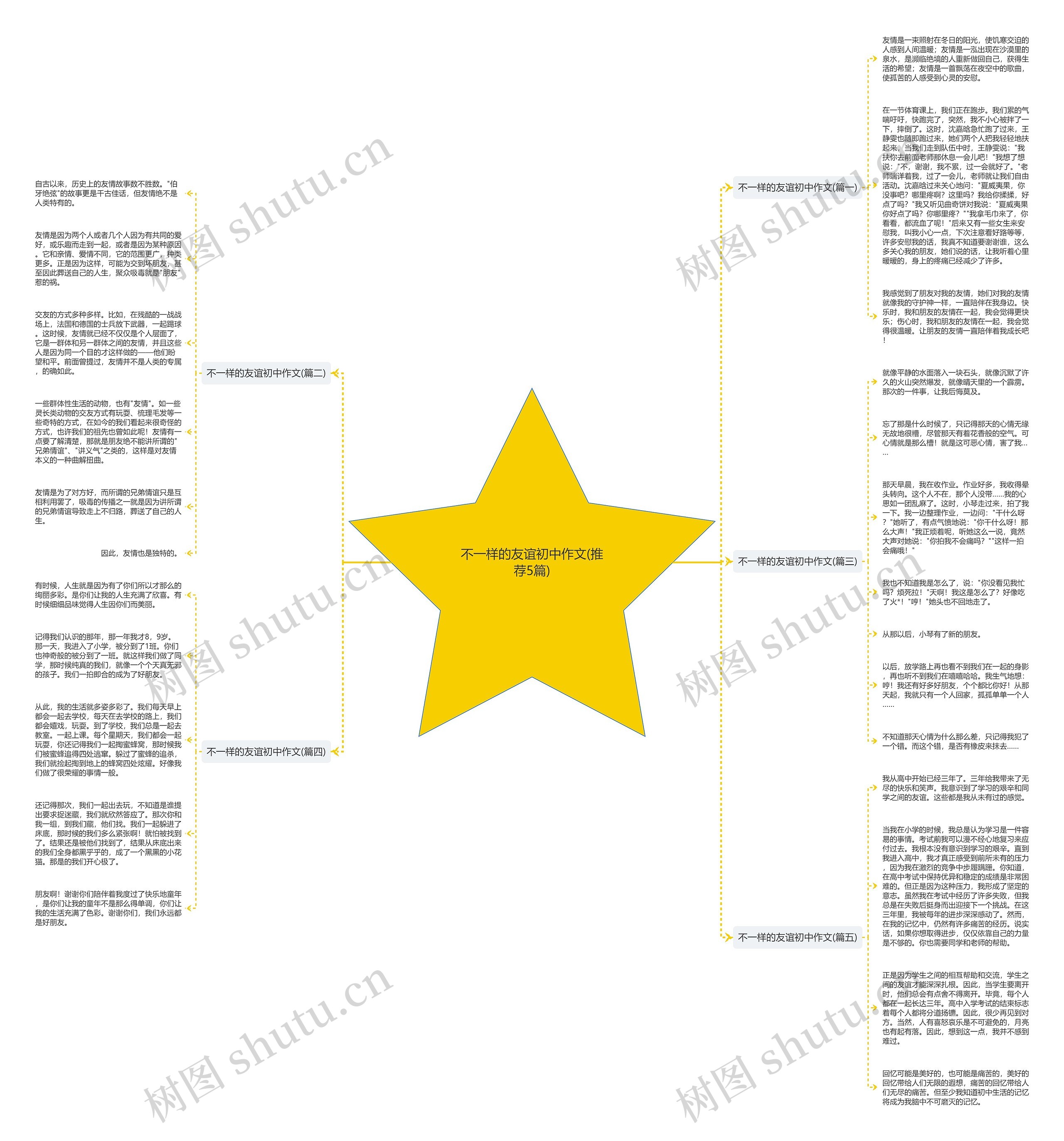 不一样的友谊初中作文(推荐5篇)思维导图
