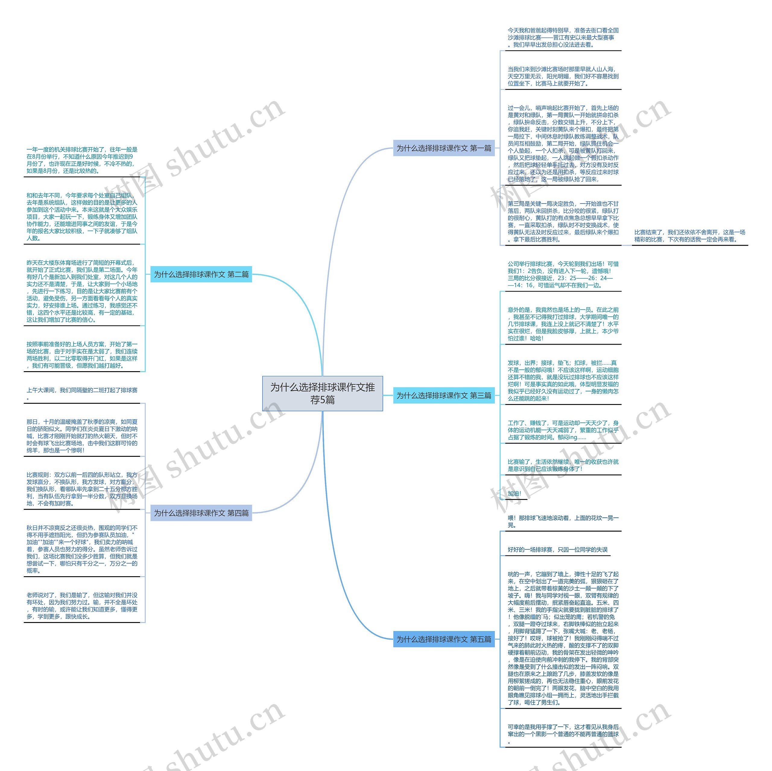 为什么选择排球课作文推荐5篇思维导图