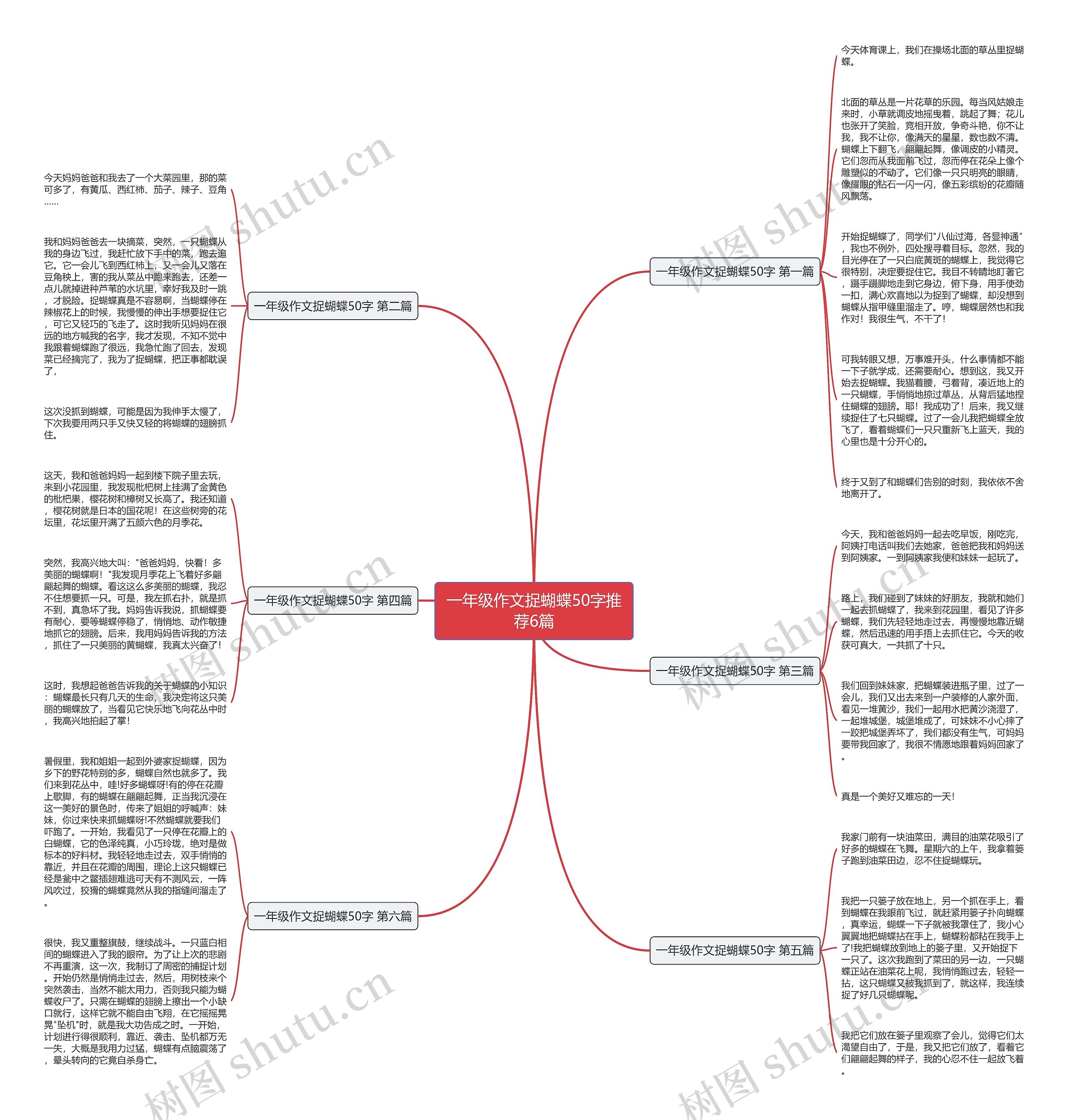 一年级作文捉蝴蝶50字推荐6篇思维导图