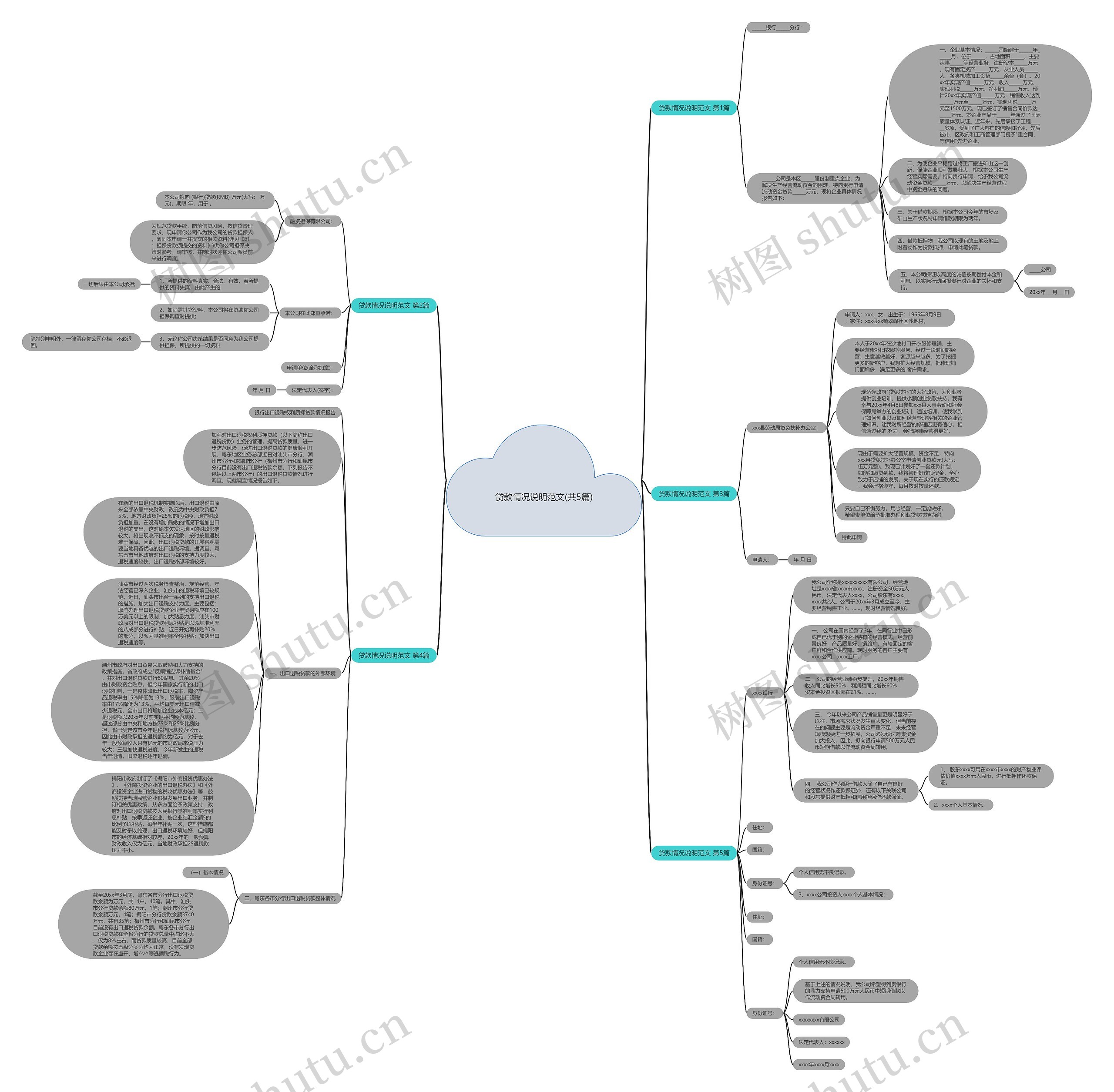 贷款情况说明范文(共5篇)思维导图