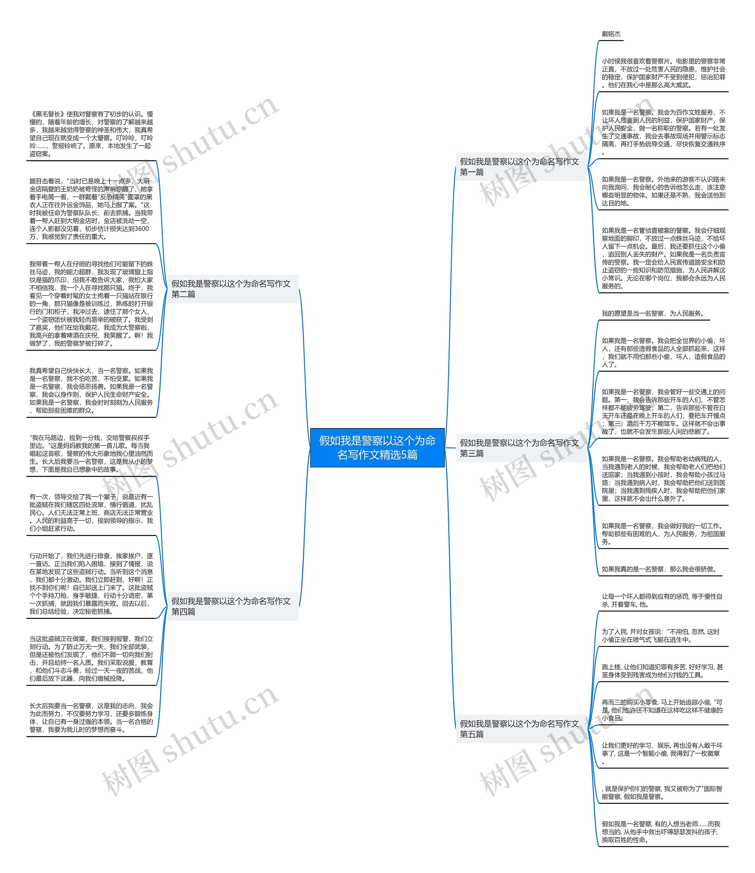 假如我是警察以这个为命名写作文精选5篇思维导图
