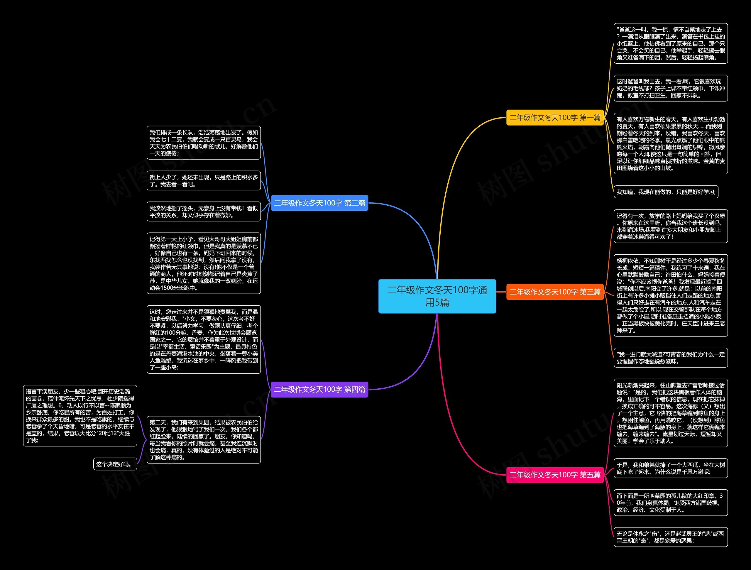 二年级作文冬天100字通用5篇思维导图