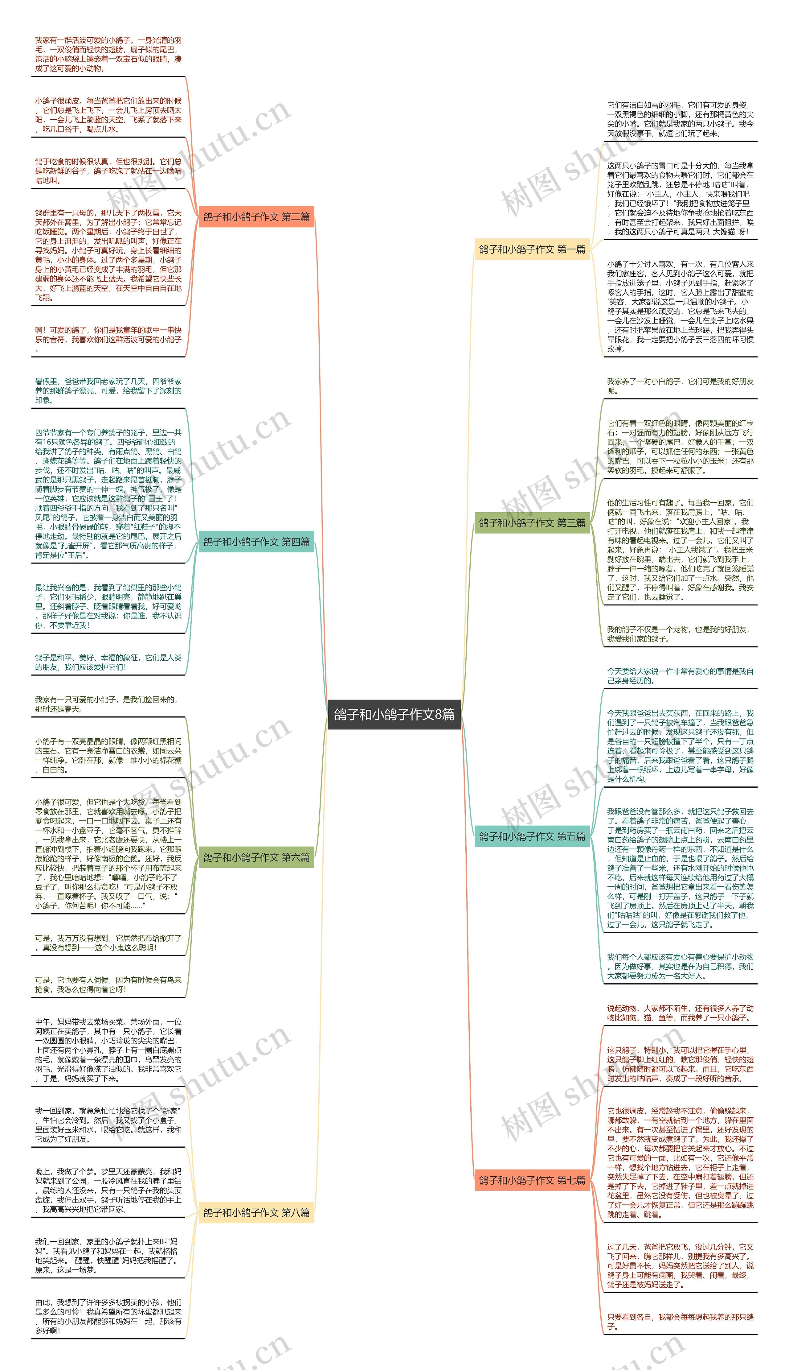 鸽子和小鸽子作文8篇思维导图
