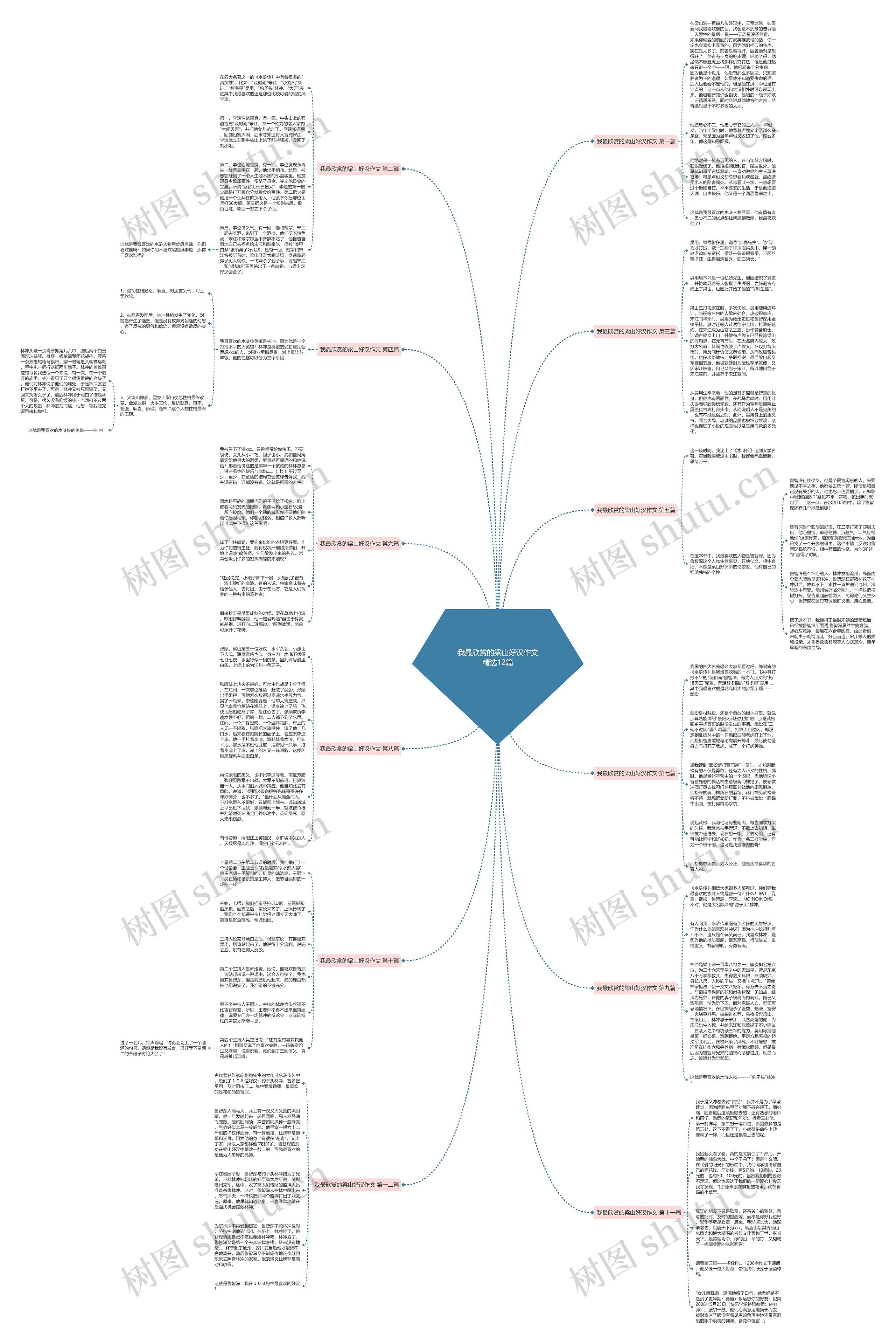 我最欣赏的梁山好汉作文精选12篇思维导图