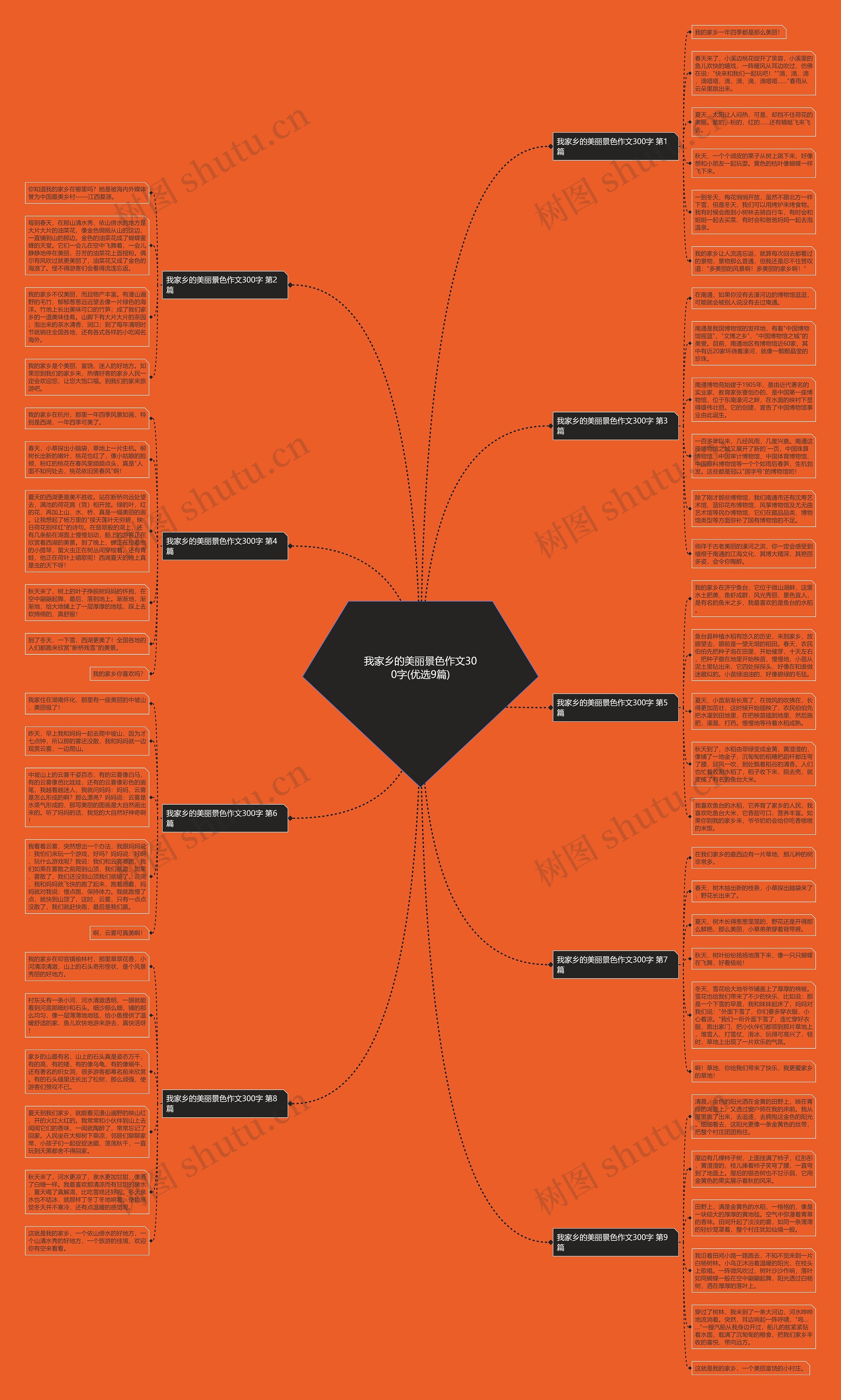 我家乡的美丽景色作文300字(优选9篇)思维导图