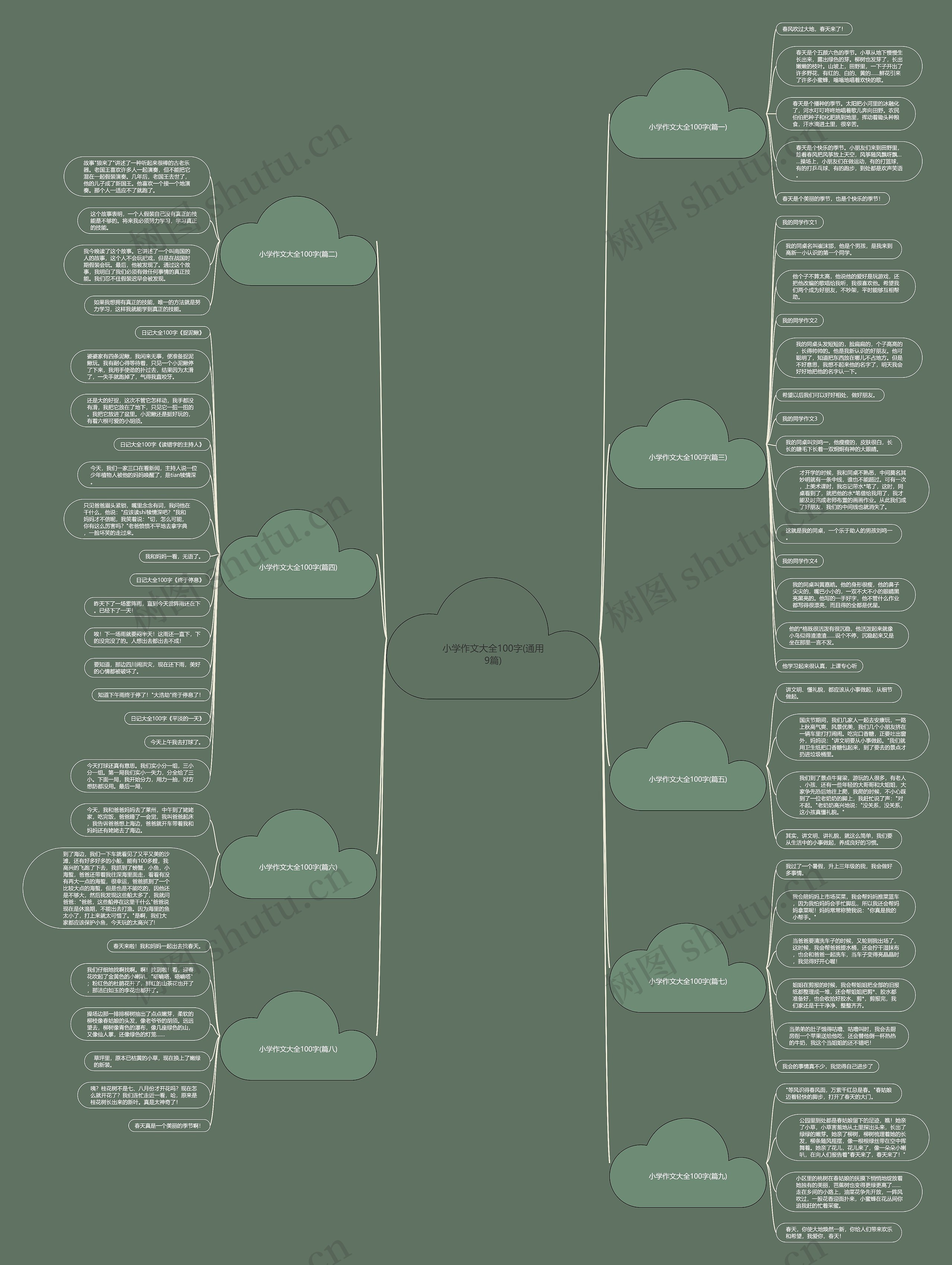小学作文大全100字(通用9篇)思维导图