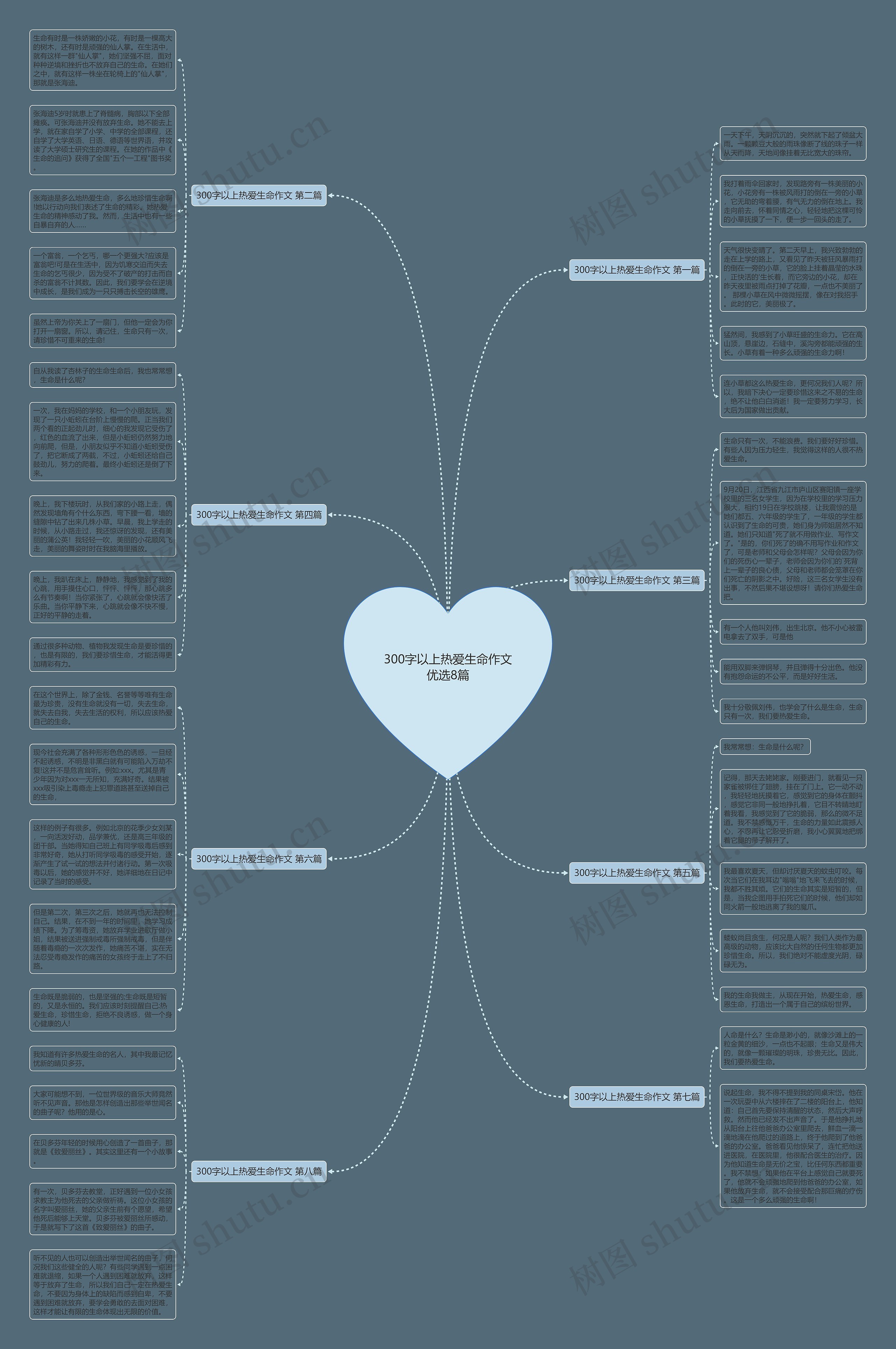 300字以上热爱生命作文优选8篇思维导图