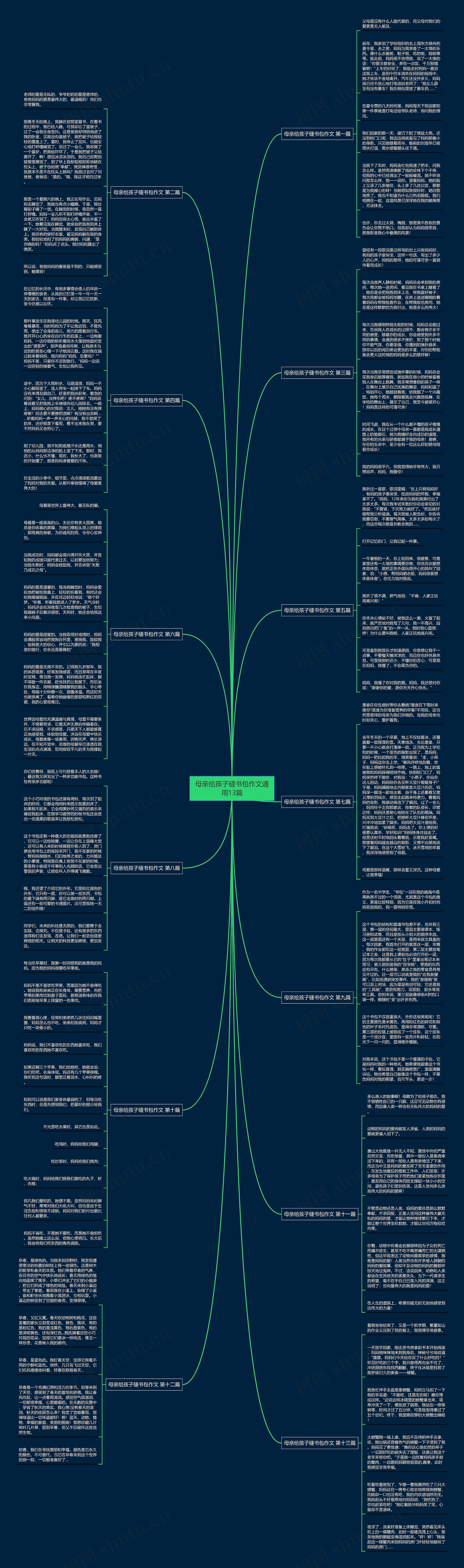 母亲给孩子缝书包作文通用13篇思维导图
