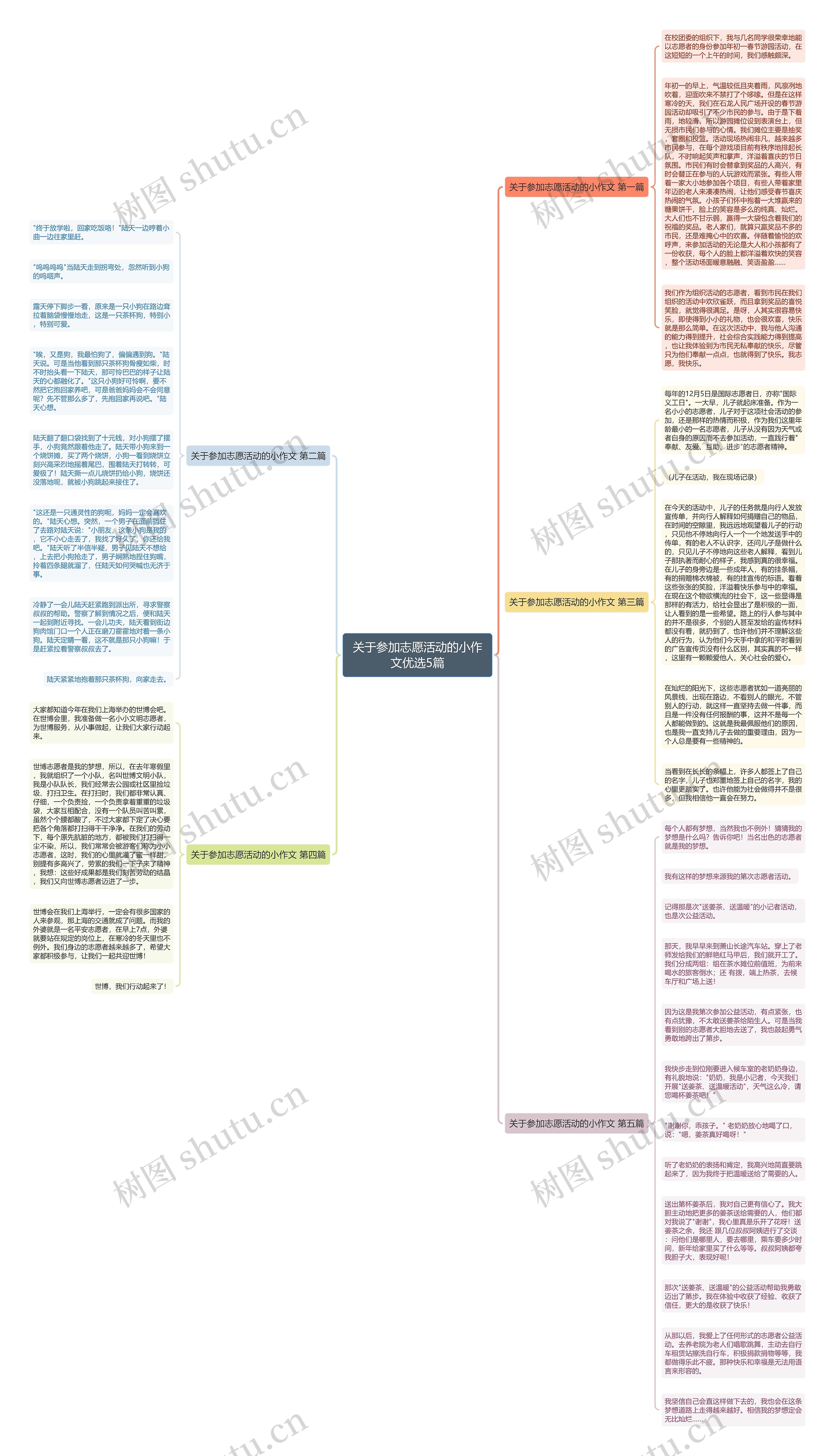 关于参加志愿活动的小作文优选5篇思维导图