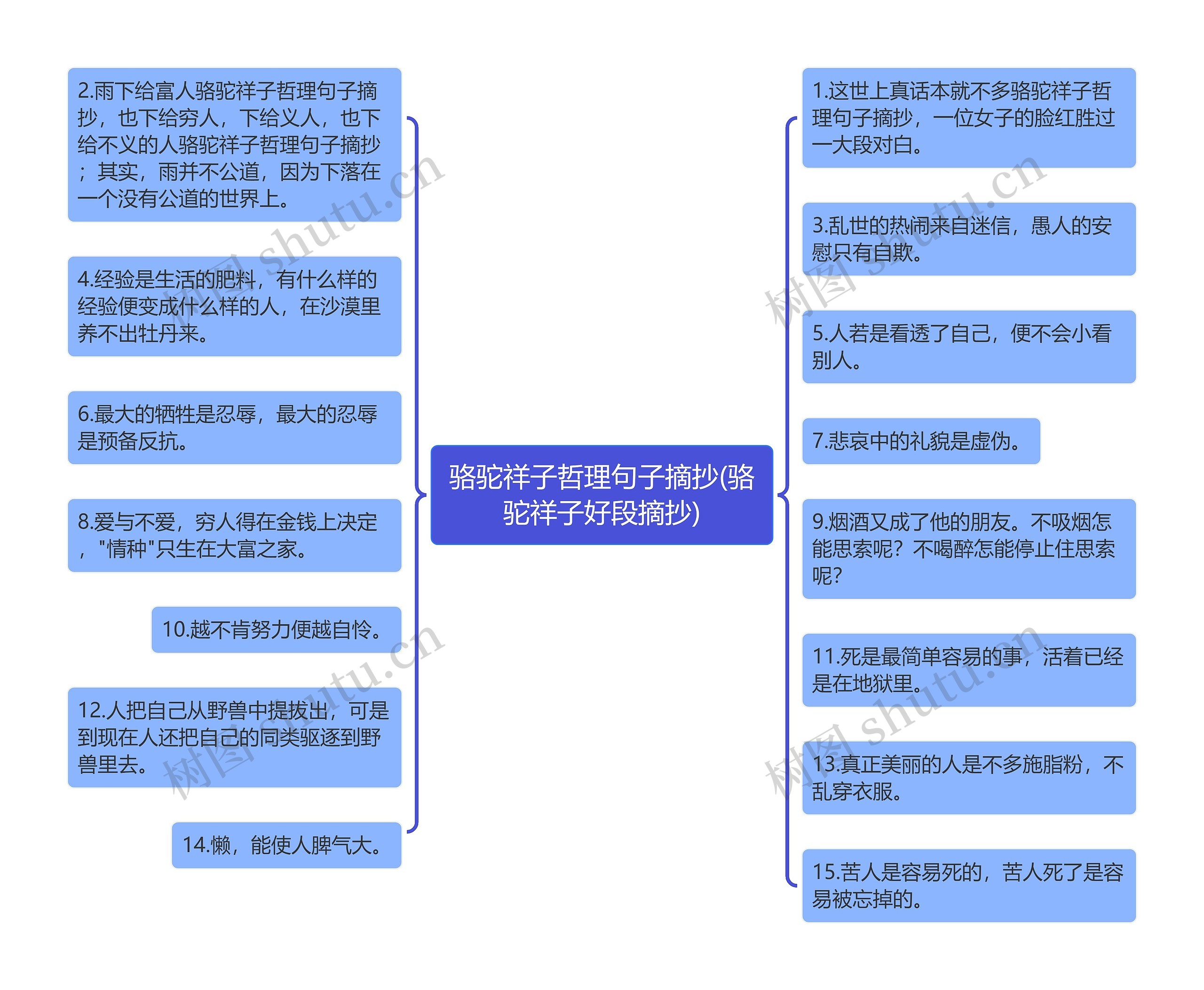 骆驼祥子哲理句子摘抄(骆驼祥子好段摘抄)思维导图