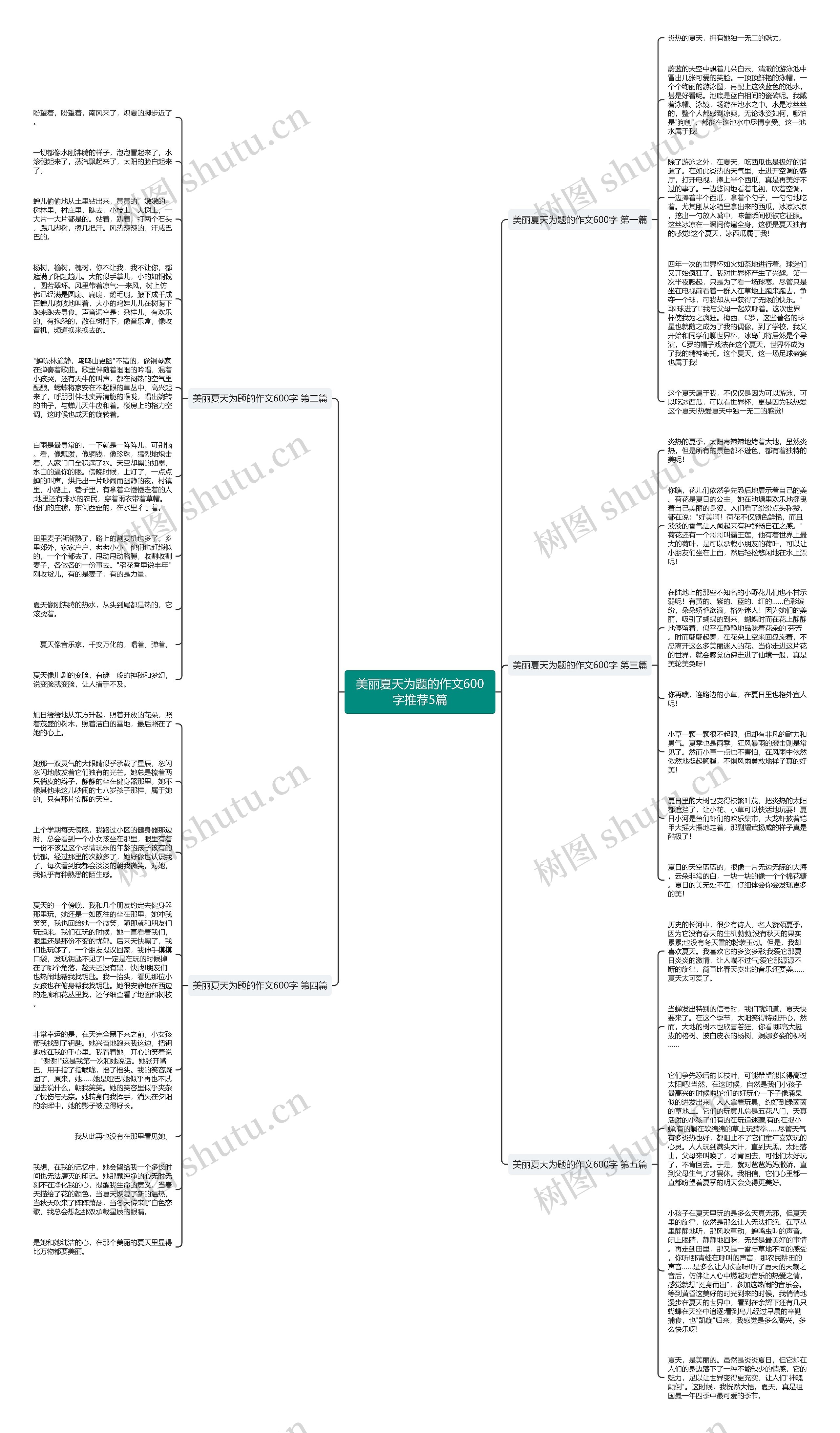 美丽夏天为题的作文600字推荐5篇思维导图