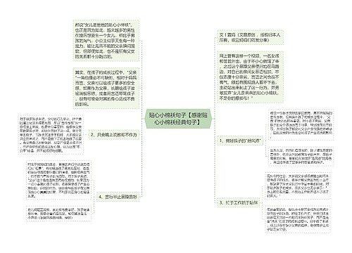 贴心小棉袄句子【感谢贴心小棉袄经典句子】