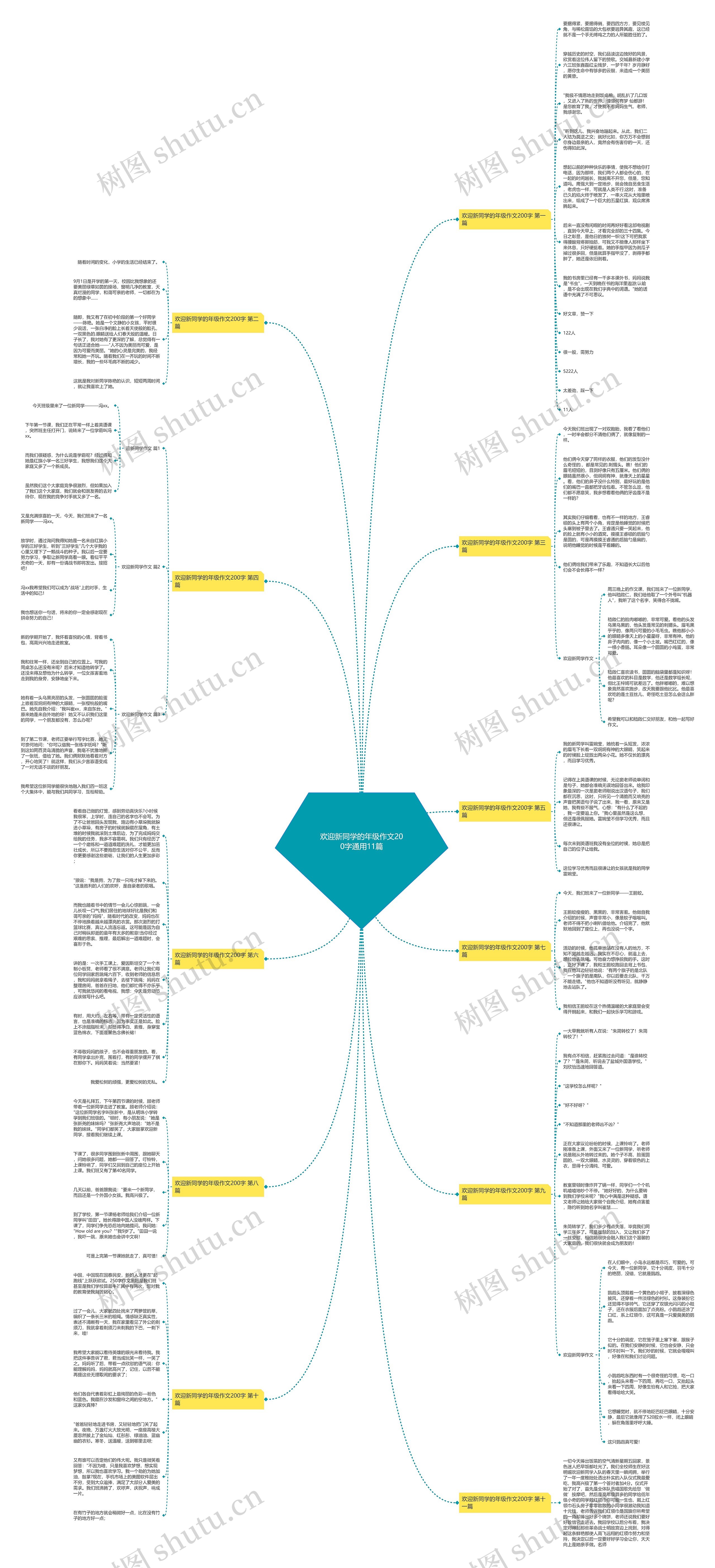 欢迎新同学的年级作文200字通用11篇思维导图