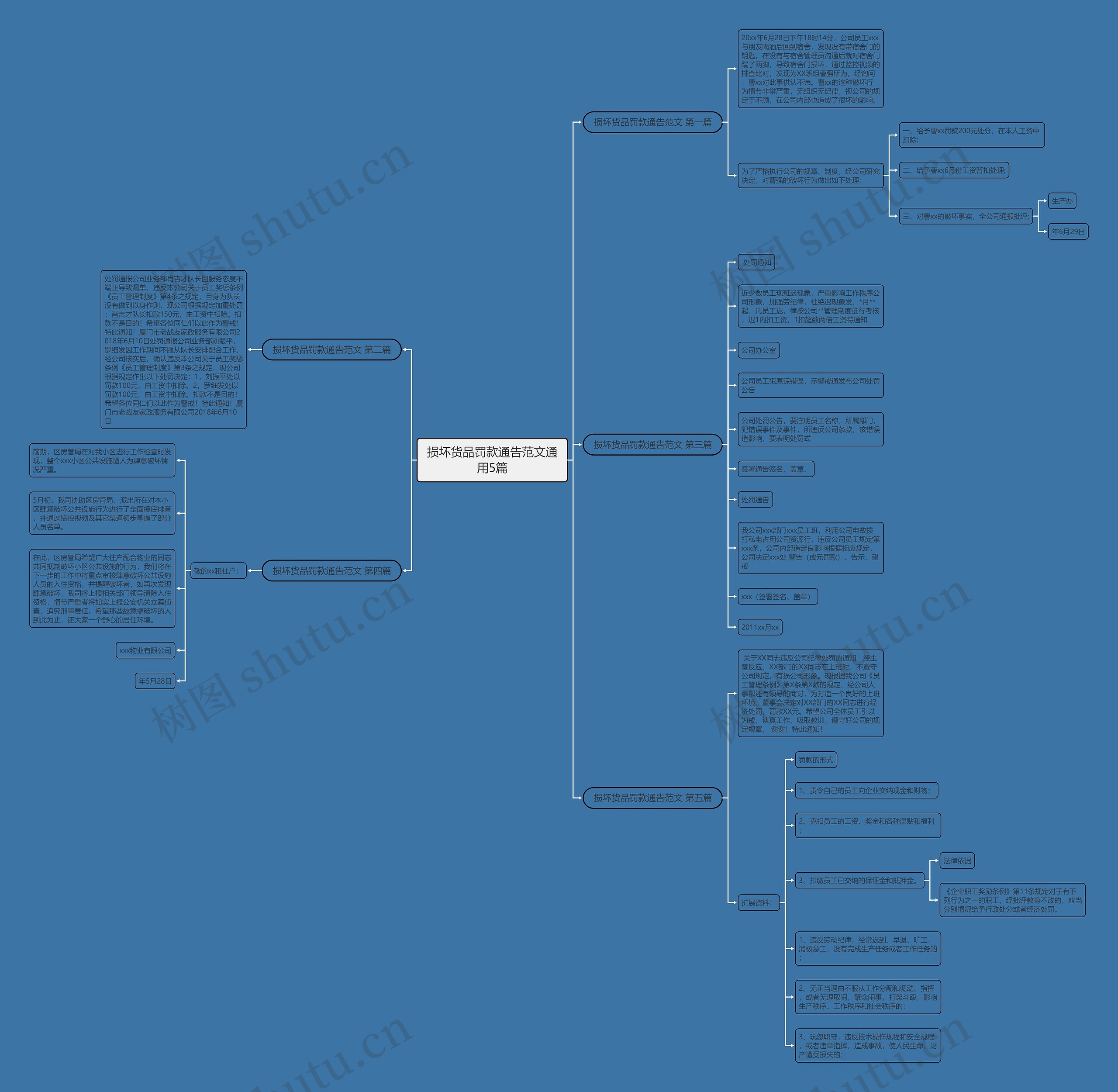 损坏货品罚款通告范文通用5篇思维导图