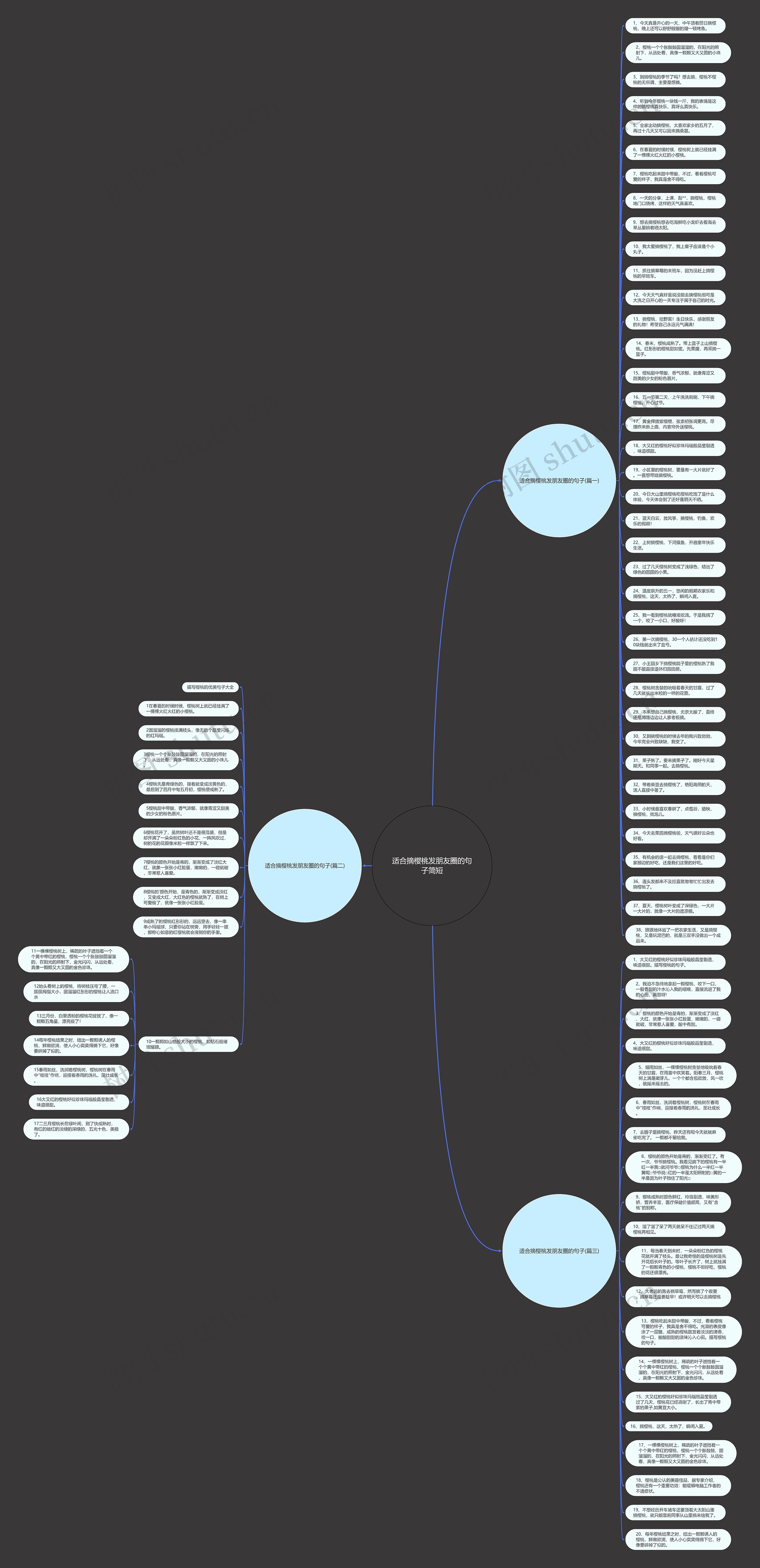 适合摘樱桃发朋友圈的句子简短思维导图