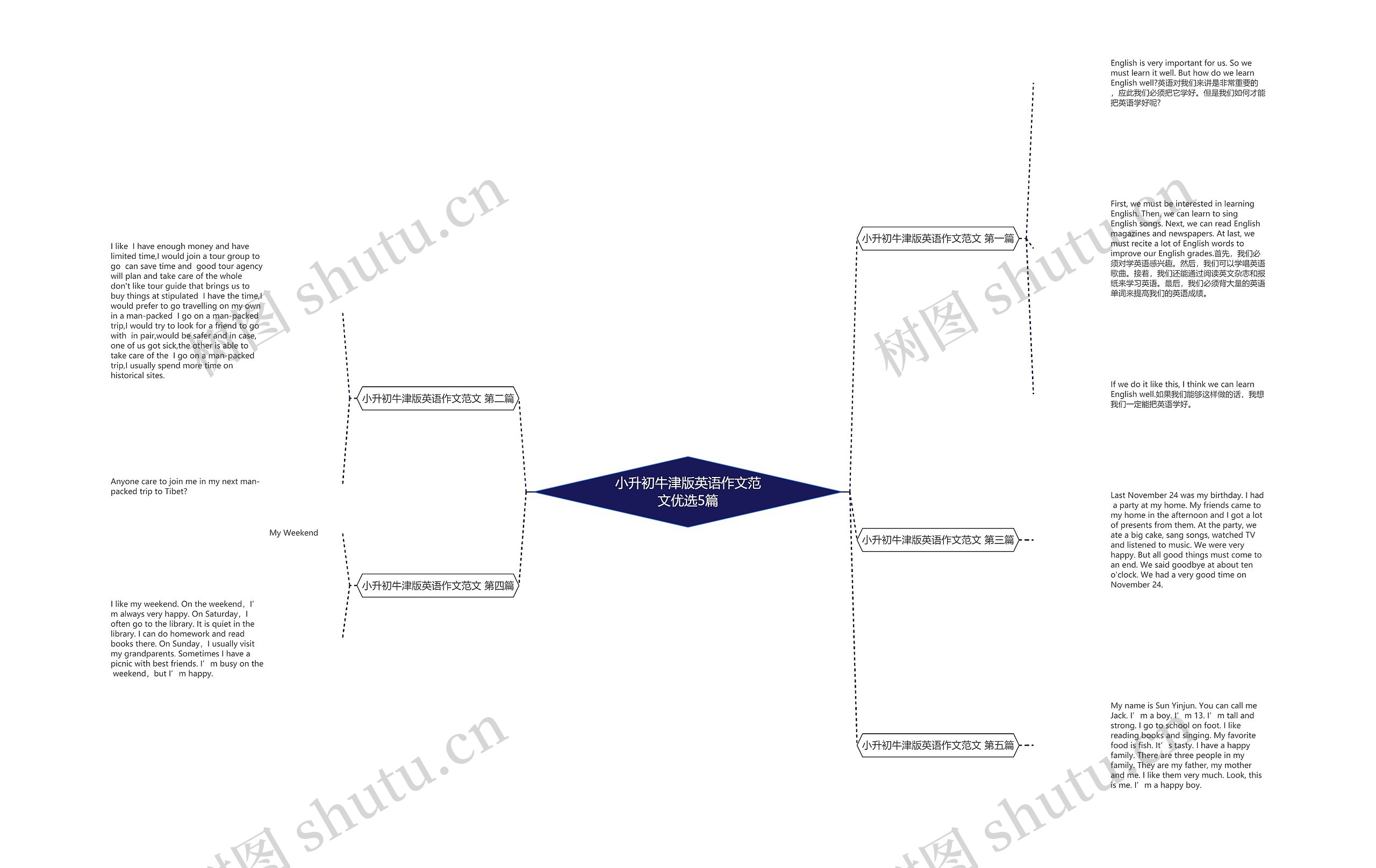 小升初牛津版英语作文范文优选5篇思维导图