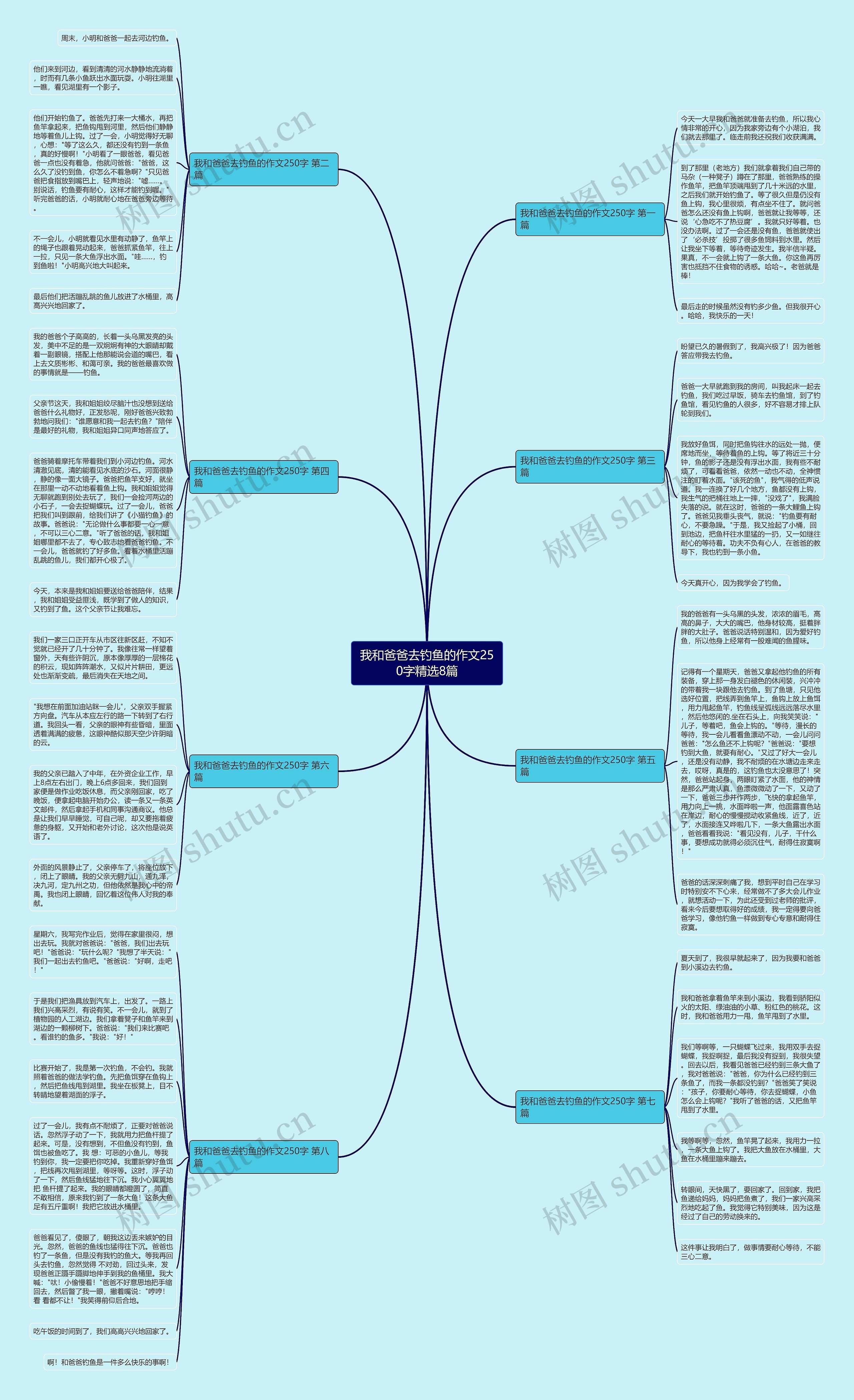 我和爸爸去钓鱼的作文250字精选8篇思维导图