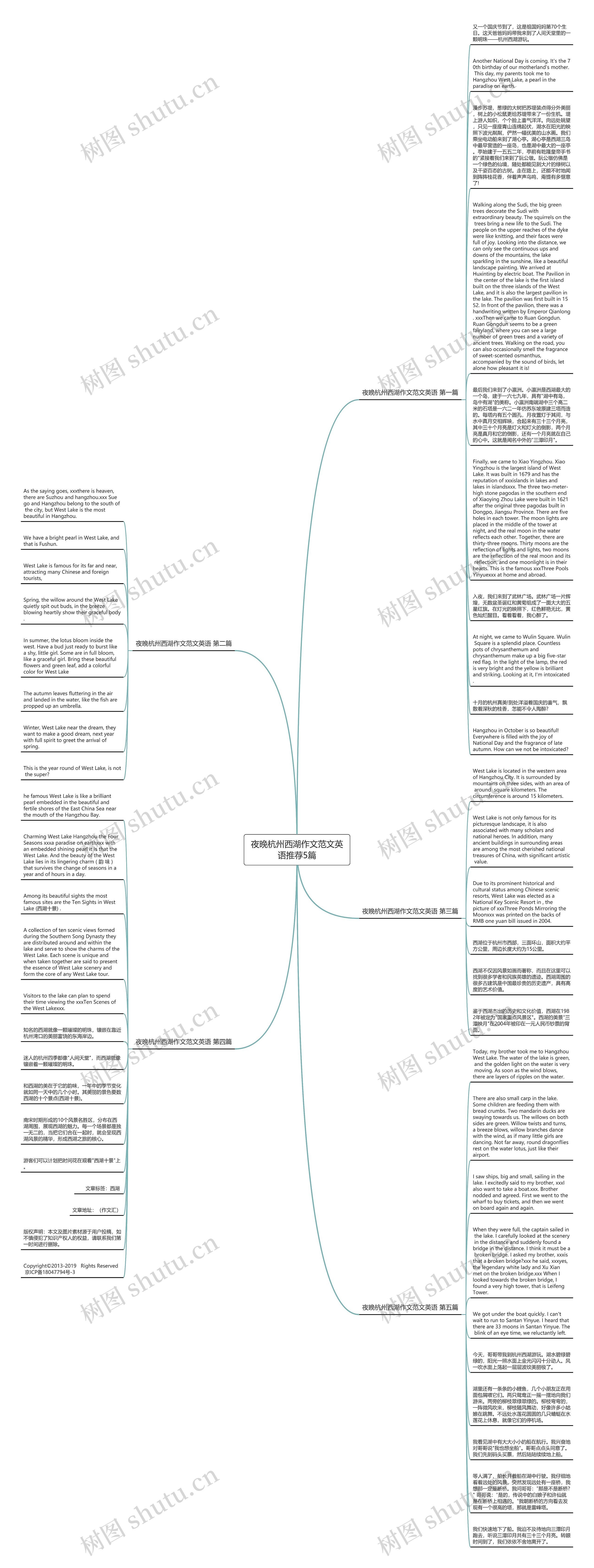 夜晚杭州西湖作文范文英语推荐5篇