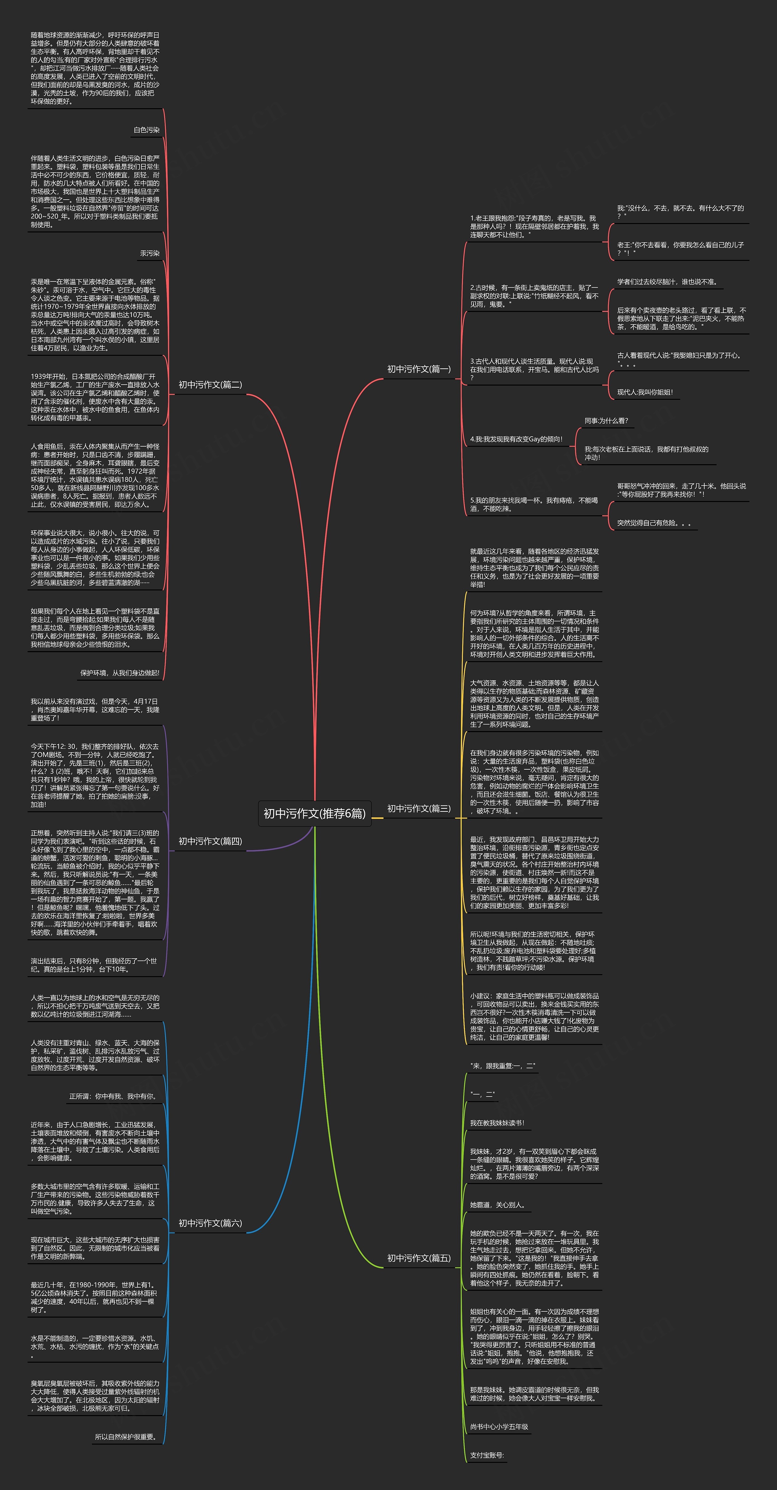 初中污作文(推荐6篇)思维导图
